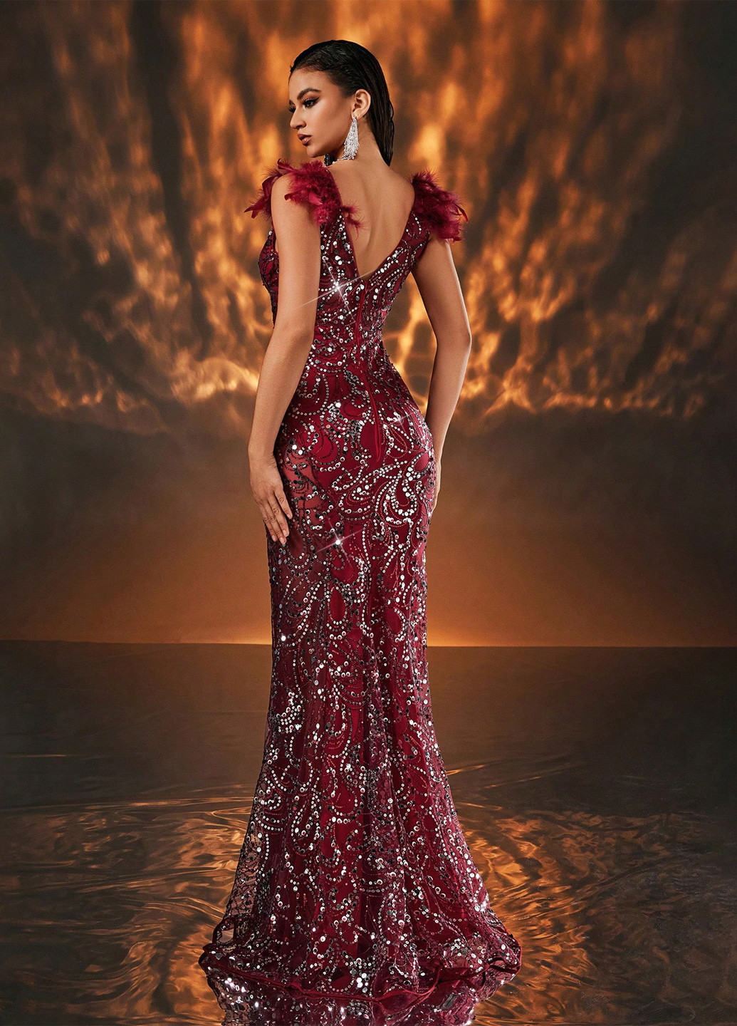 Червона вечірня сукня годе SHEIN однотонна