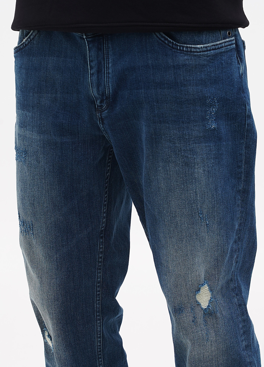 Синие демисезонные зауженные джинсы Comma