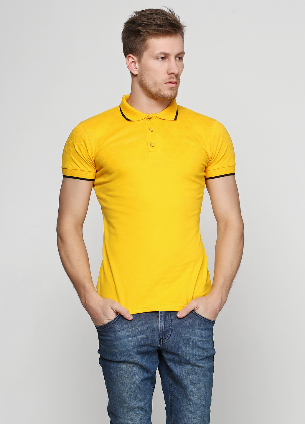 Желтая футболка-поло для мужчин EL & KEN однотонная