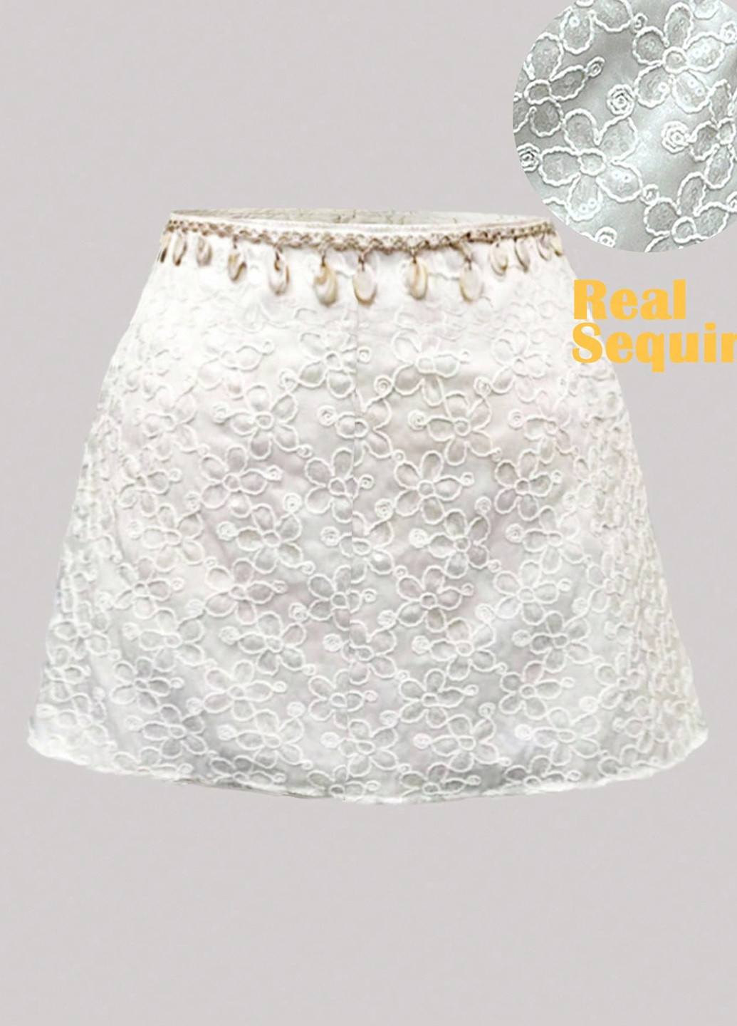 Кремовая вечерний, кэжуал однотонная юбка SHEIN а-силуэта (трапеция)