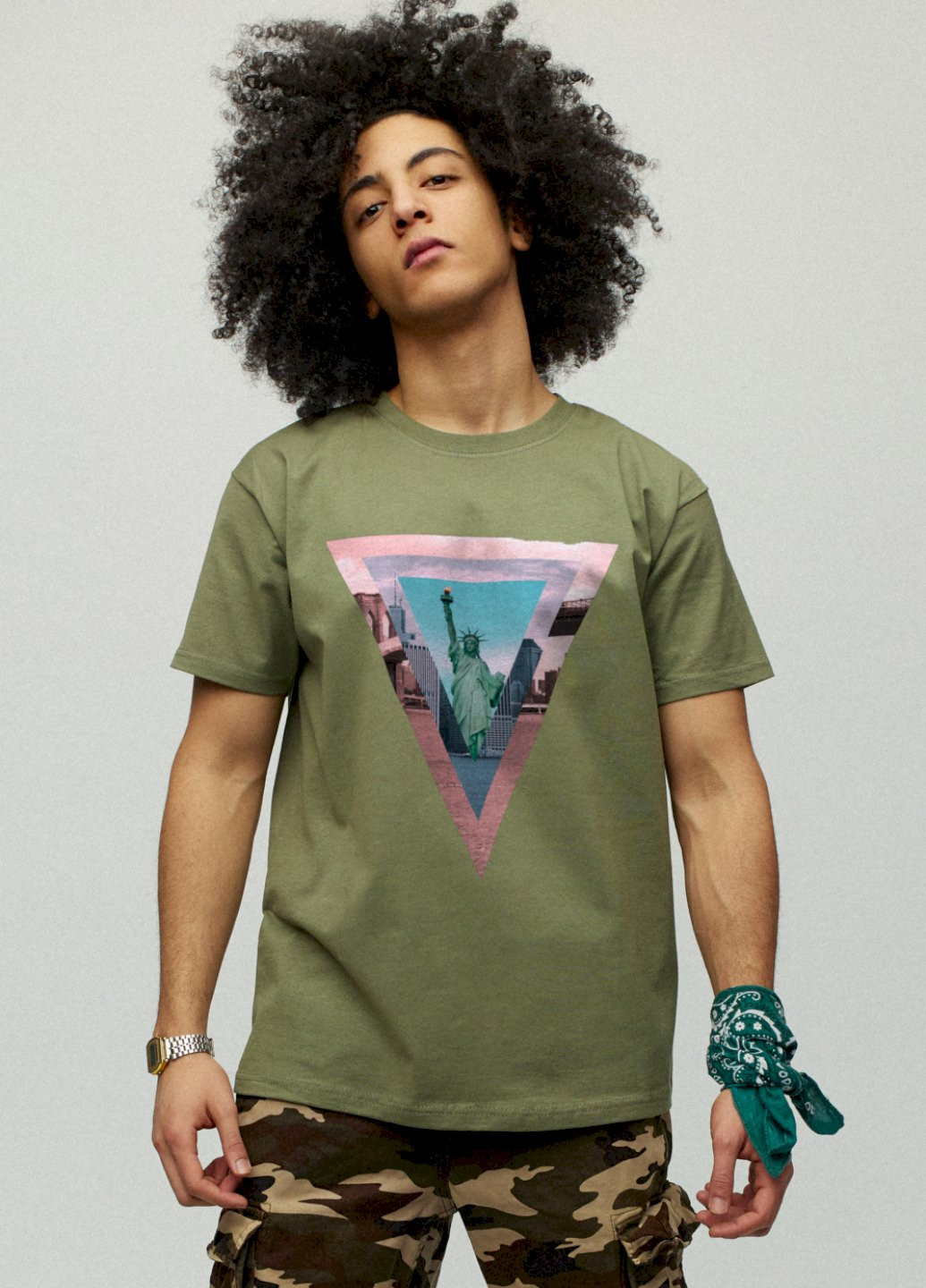 Хаки (оливковая) футболка мужская YAPPI