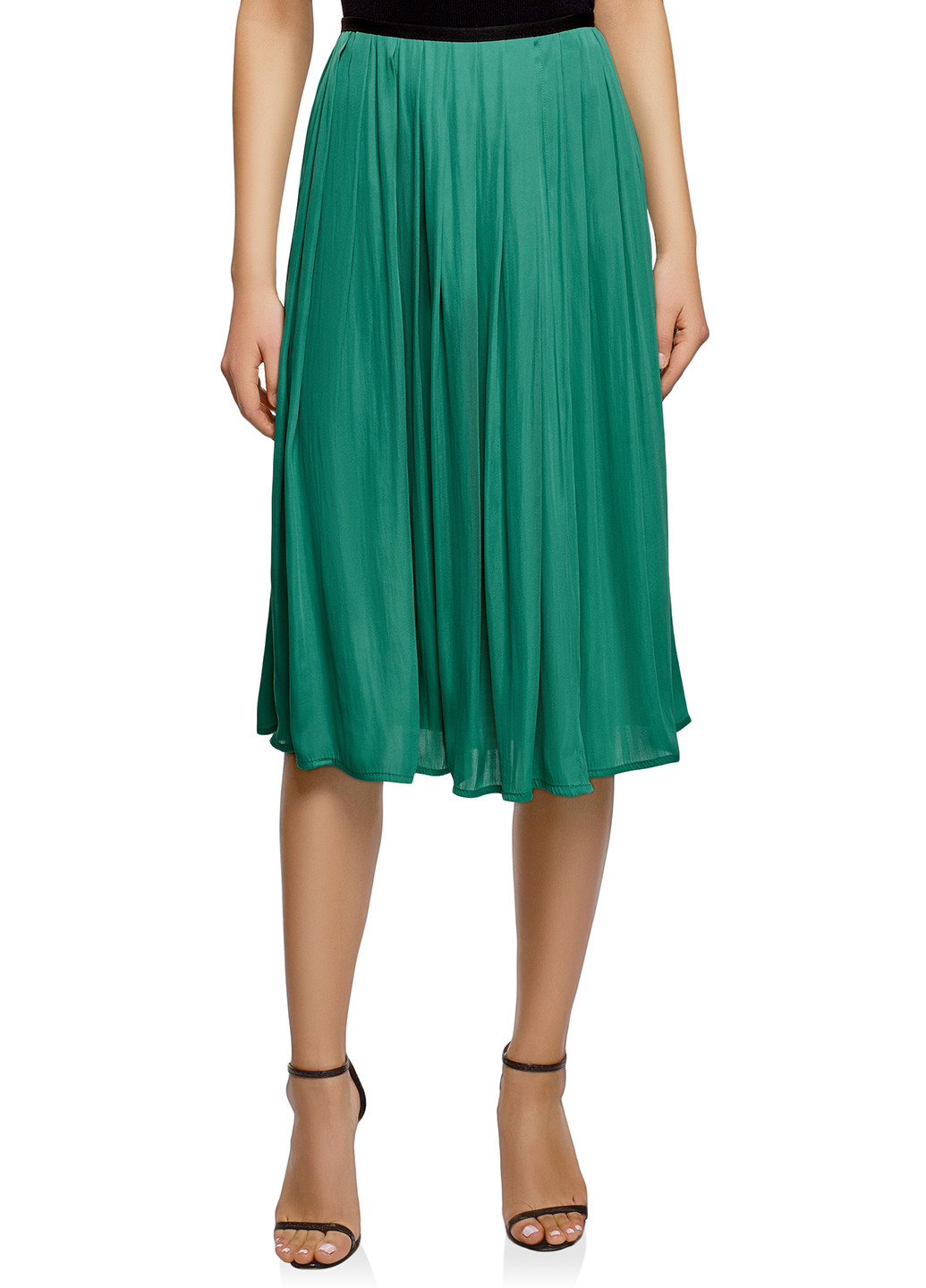 Зеленая кэжуал однотонная юбка Oodji