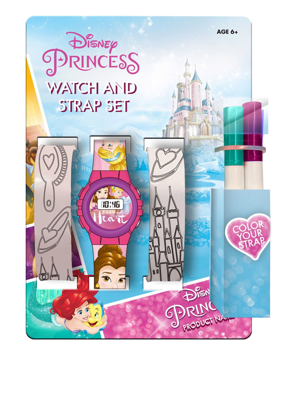 Годинник з ремінцем-розфарбуванням Princess Kids Euroswan (286319579)