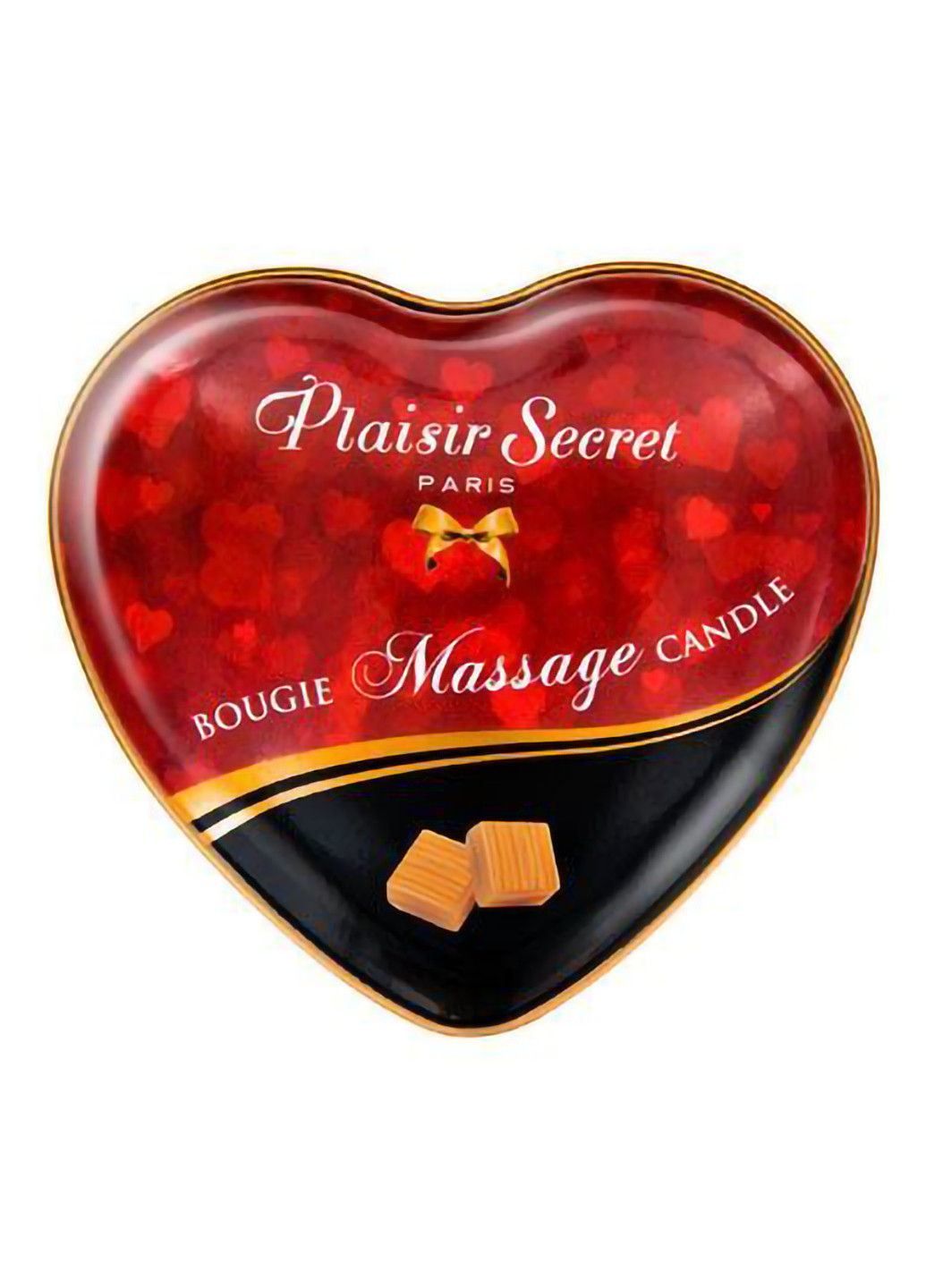 Масажна свічка серця Caramel (35 мл) Plaisirs Secrets (254151877)