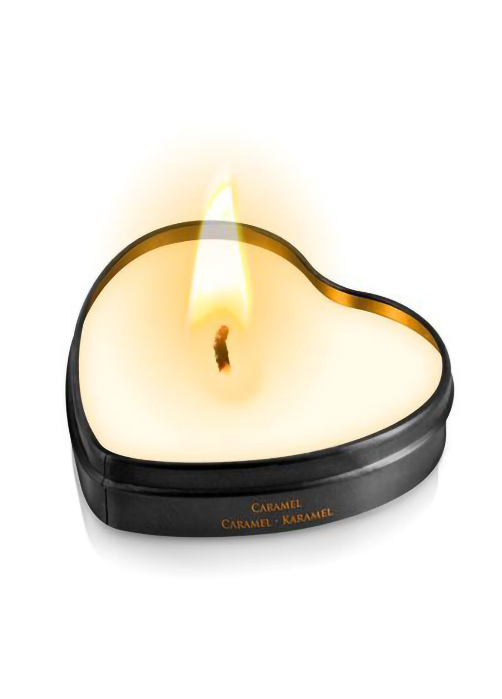 Массажная свеча сердечко Caramel (35 мл) Plaisirs Secrets (254151877)