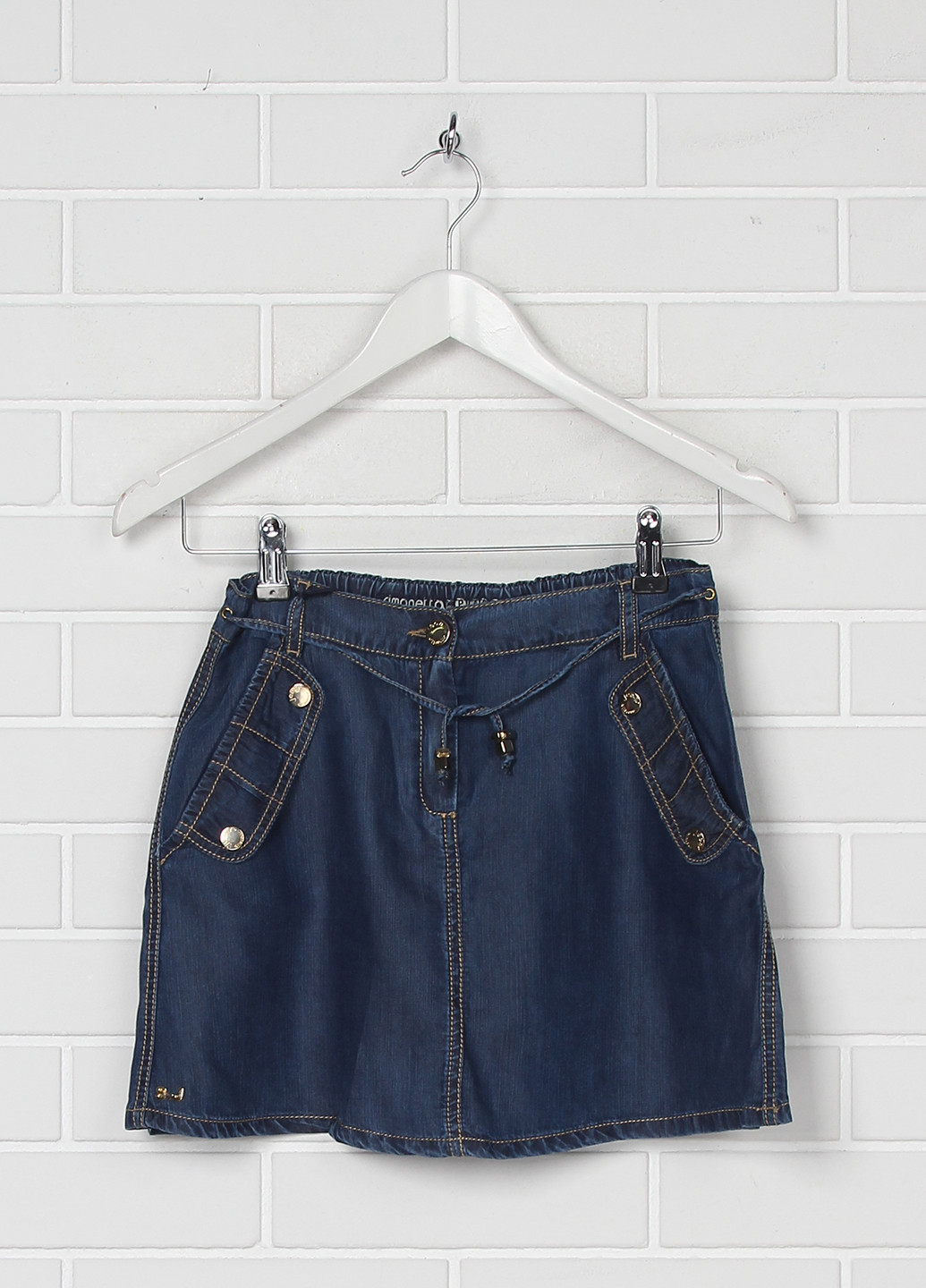 Темно-синяя джинсовая однотонная юбка Simonetta Jeans мини
