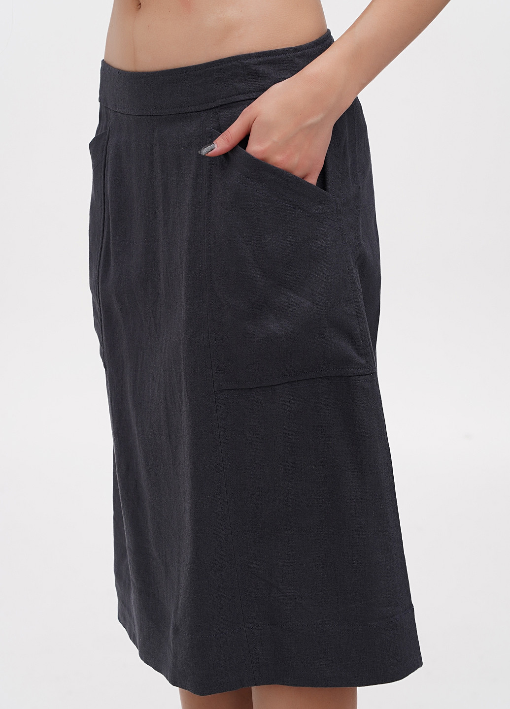 Темно-серая кэжуал однотонная юбка NOA noa а-силуэта (трапеция)