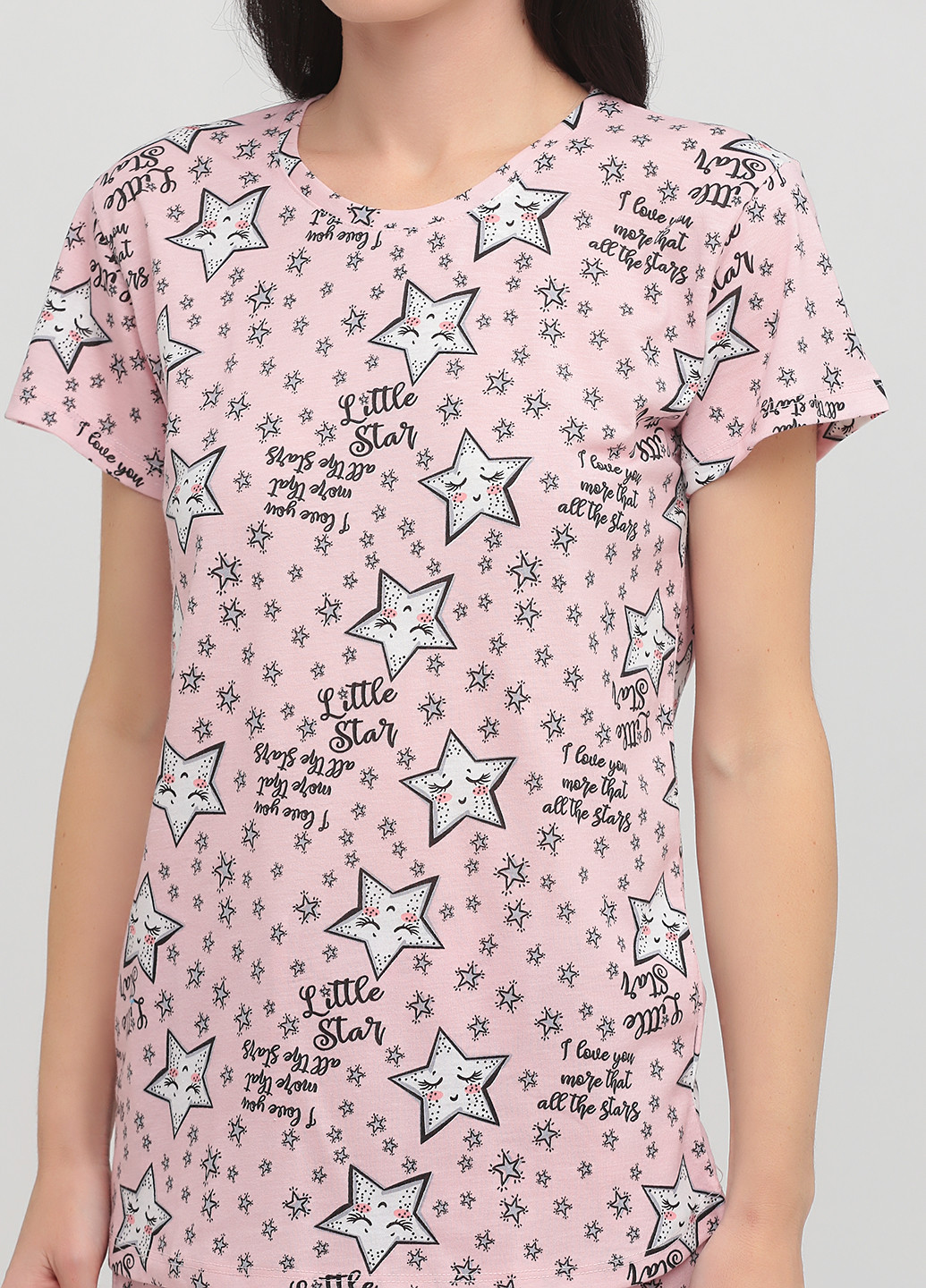Світло-рожева всесезон піжама (футболка, штани, маска для сну) футболка + штани Mirano