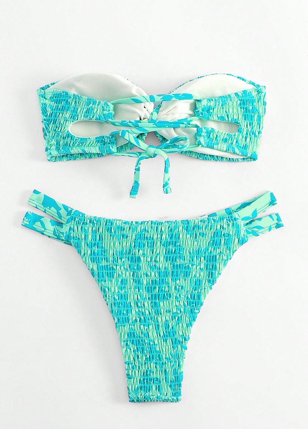 Бірюзовий літній купальник (ліф, трусики) бандо, роздільний SHEIN