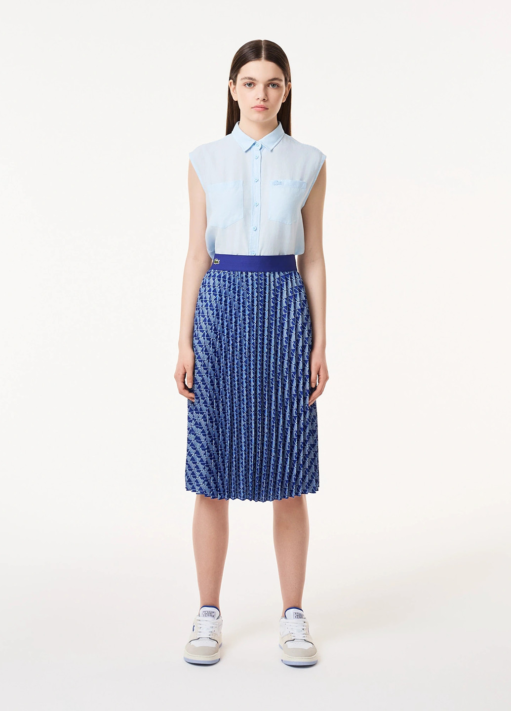 Синяя кэжуал с геометрическим узором юбка Lacoste плиссе