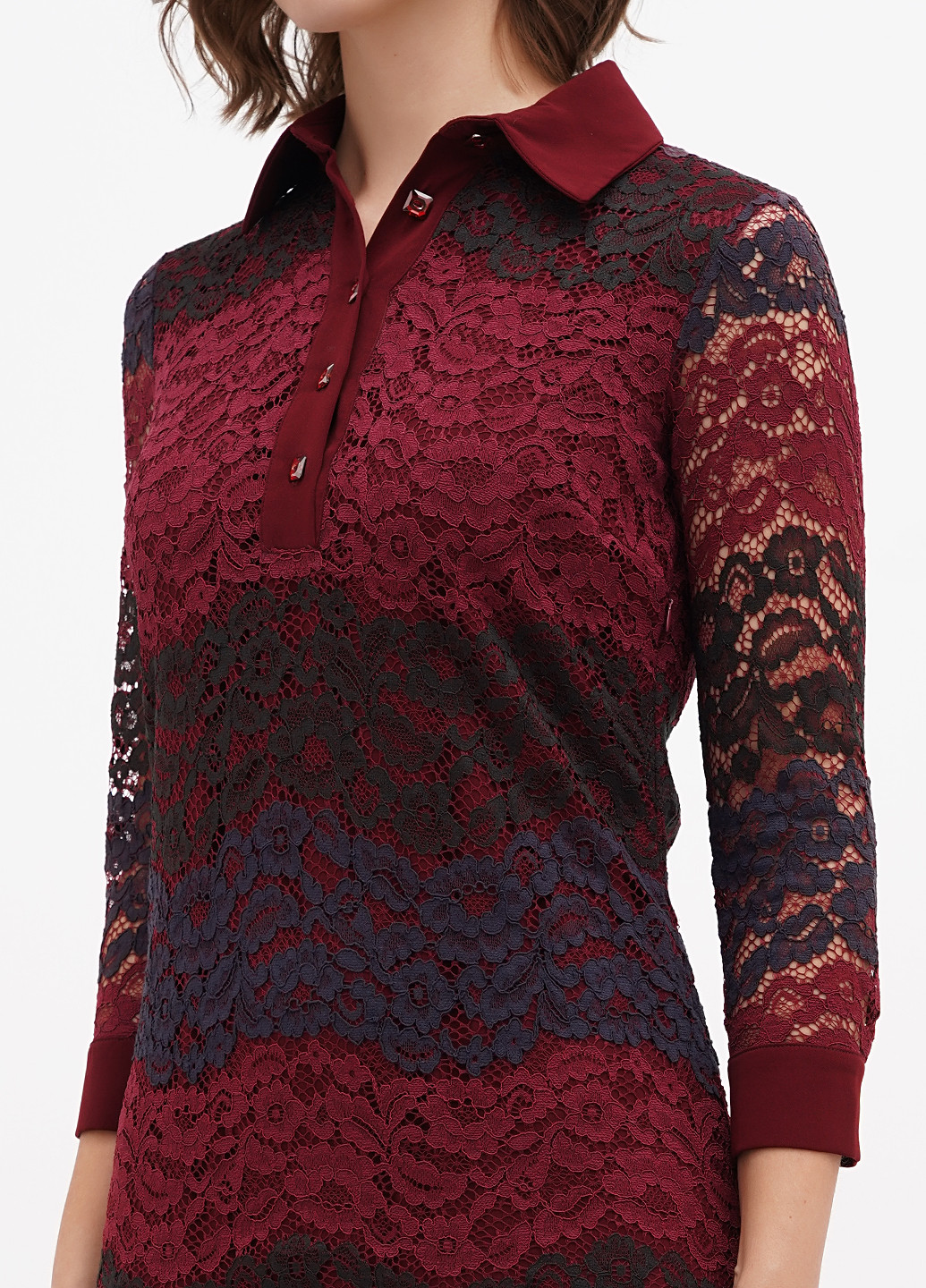 Бордова кежуал сукня футляр Sassofono колор блок