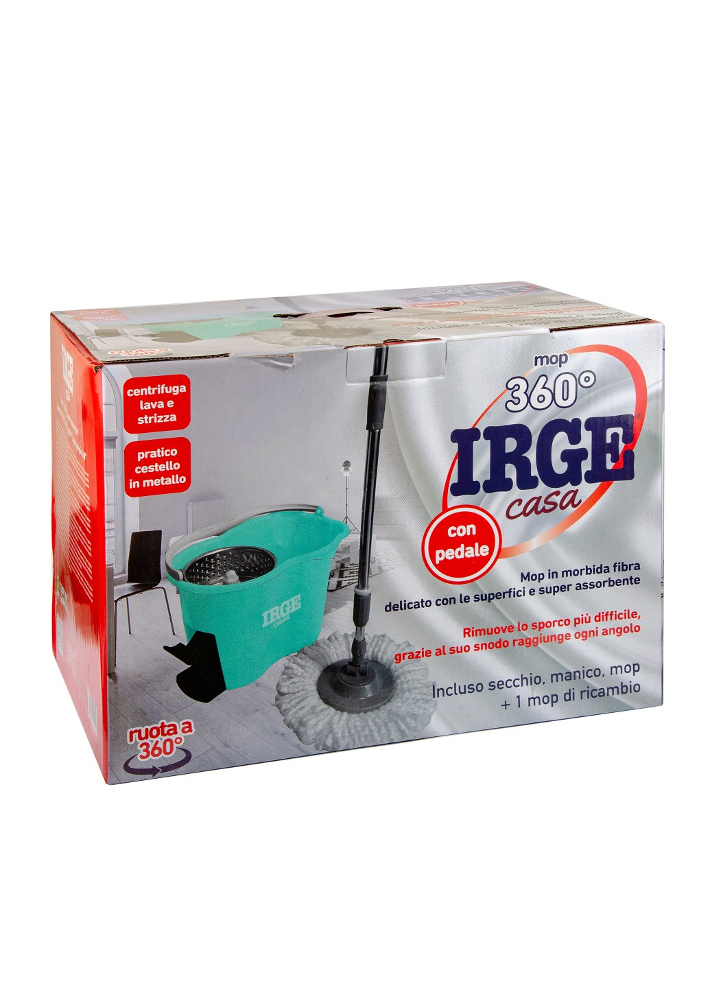 Швабра-моп Super + відро з металевою корзиною (центрифуга) та педаллю для віджиму IRGE (252926497)