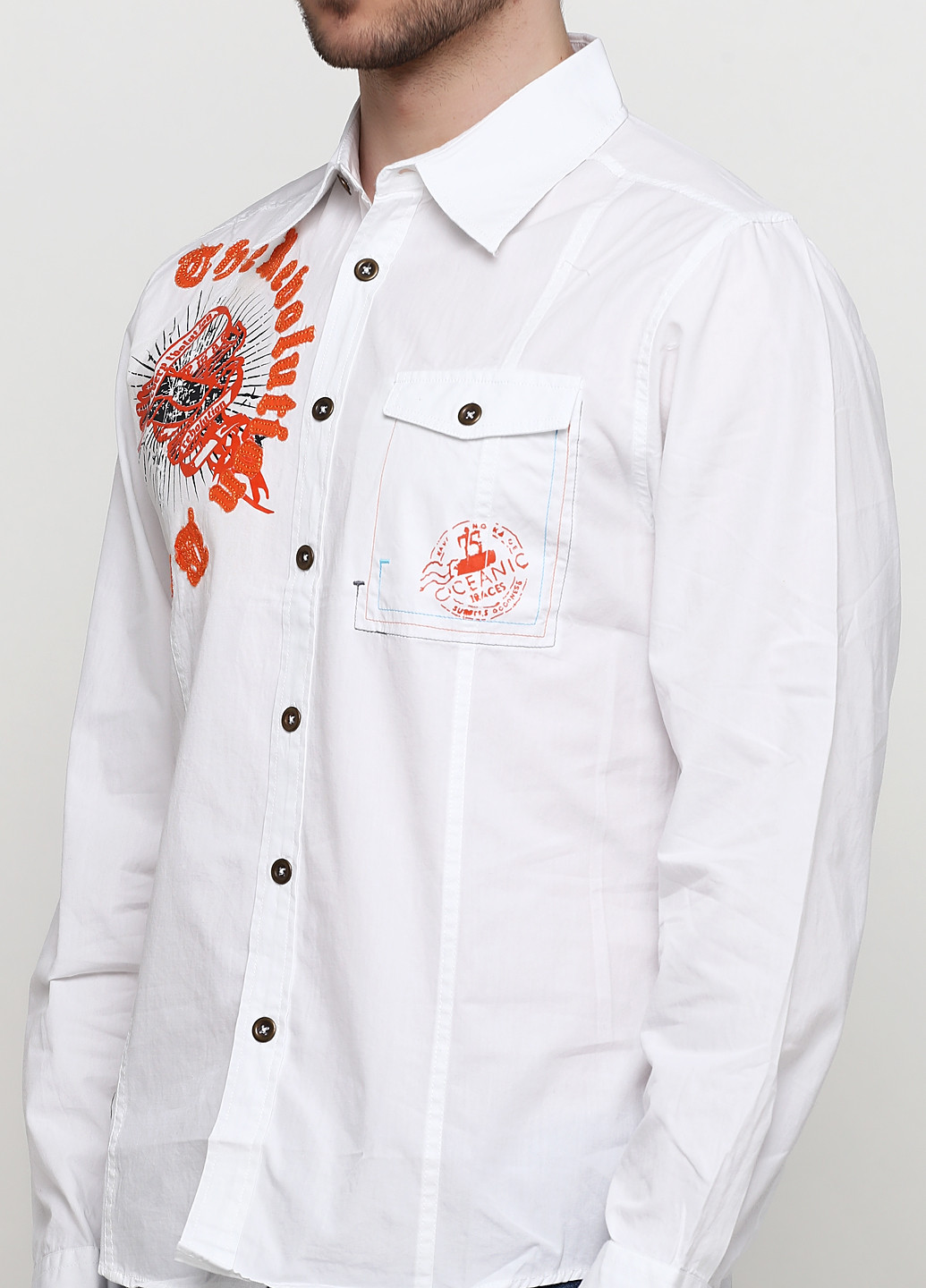 Белая кэжуал рубашка с рисунком J.P