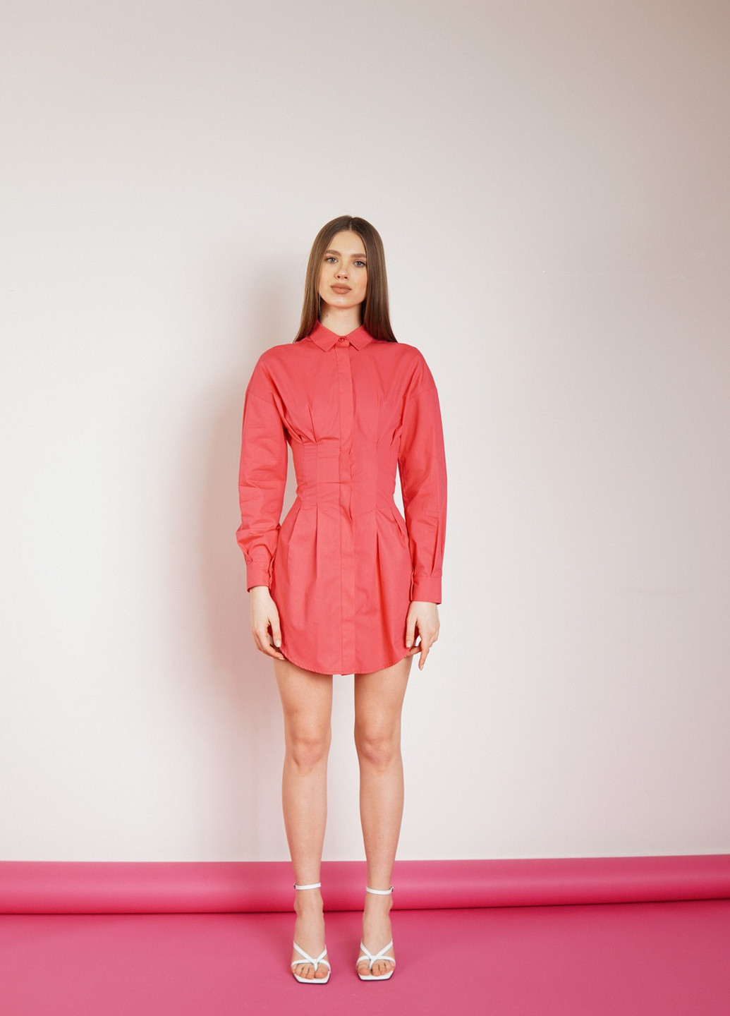 Рожева кежуал сукня-сорочка сорочка Papaya однотонна