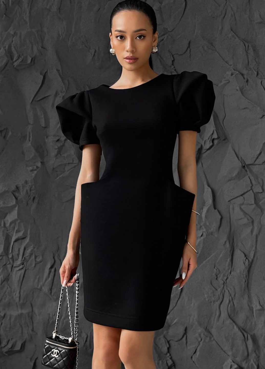 Чорна коктейльна сукня футляр Fashion однотонна