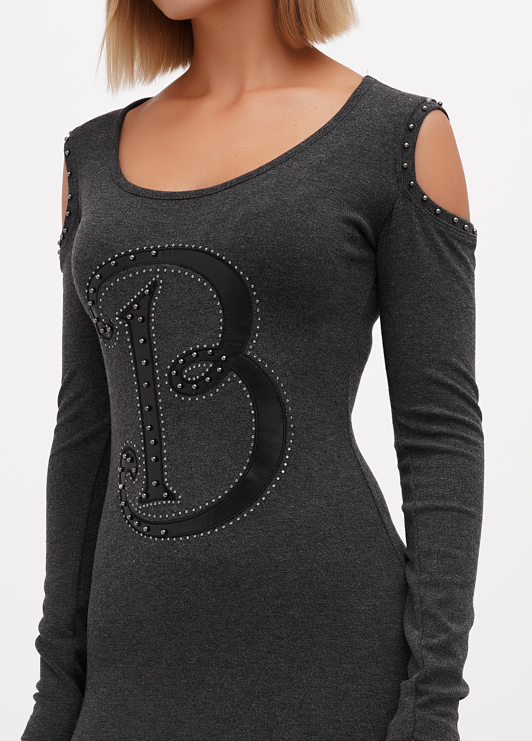 Графітова кежуал сукня силуетна Sassofono Club меланжева