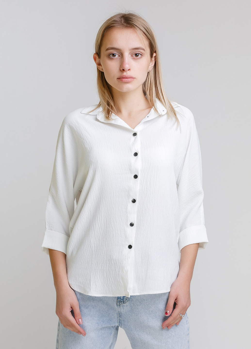 Белая кэжуал рубашка однотонная Mixray