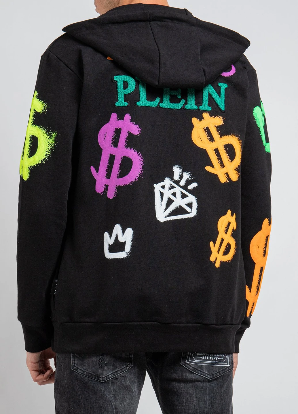 Черное худи на молнии из коллекции DOLLAR Philipp Plein (251176498)