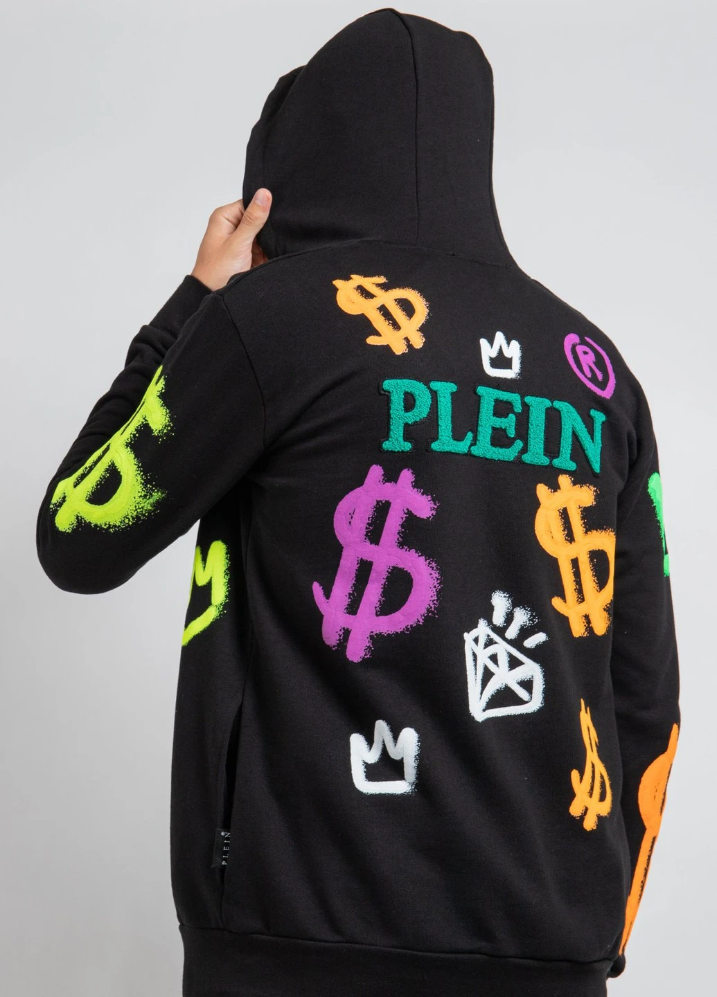 Черное худи на молнии из коллекции DOLLAR Philipp Plein (251176498)