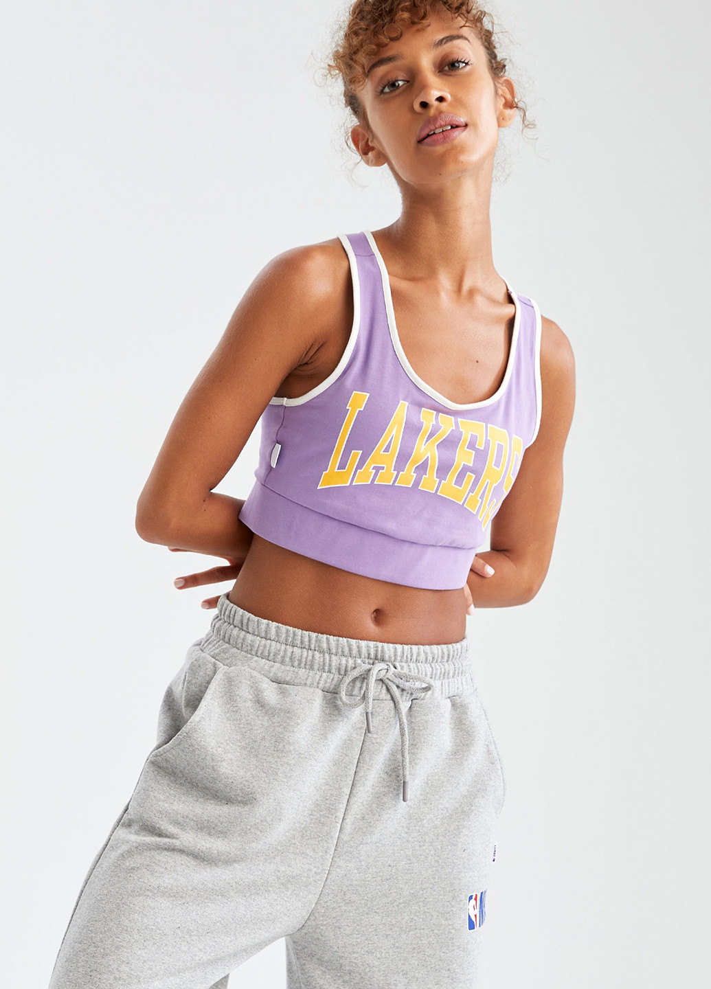 Cпортивный лиф Los Angeles Lakers DeFacto спортивный лиф надпись сиреневый спортивный хлопок, трикотаж