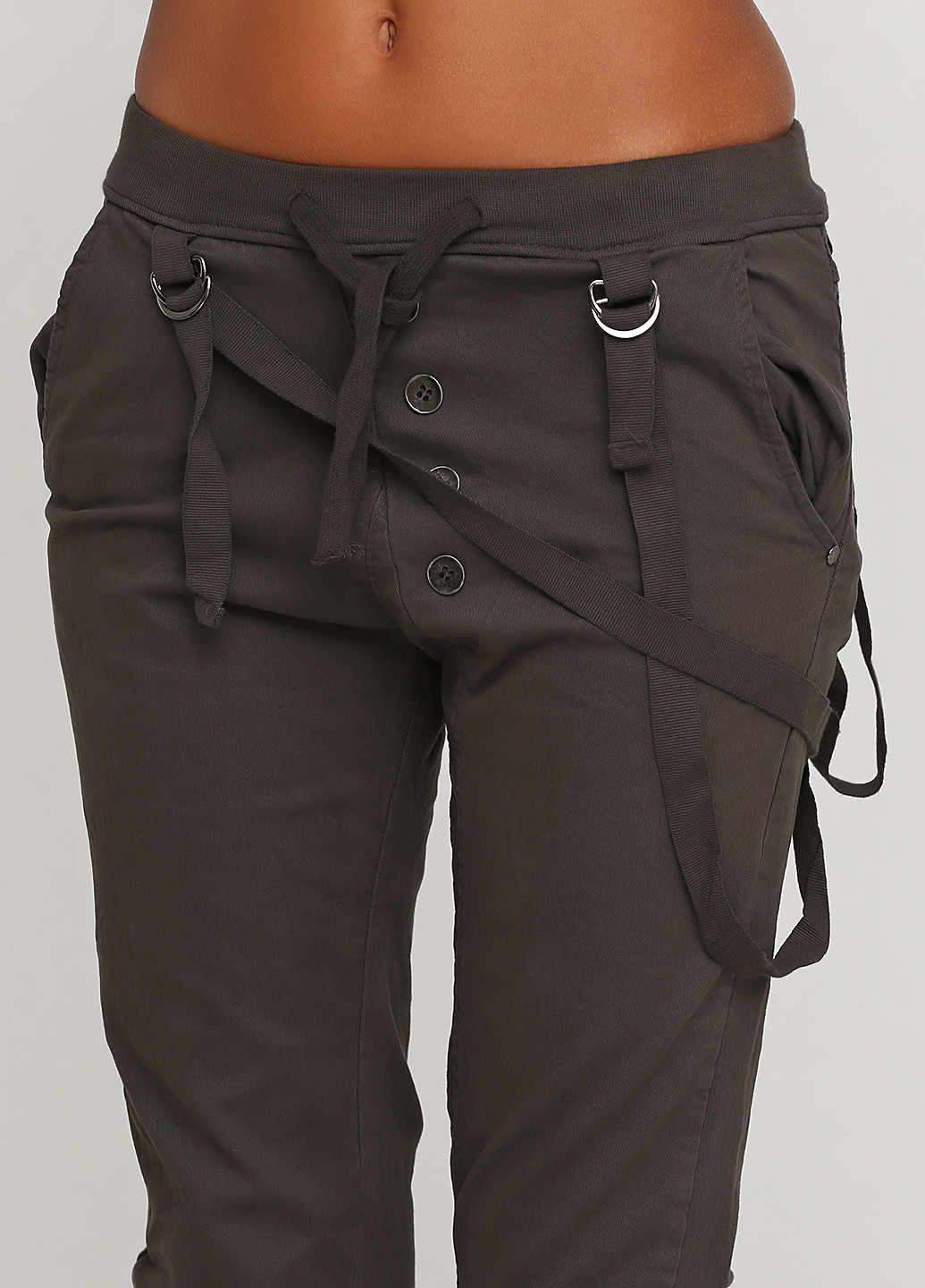 Серо-коричневые кэжуал демисезонные зауженные брюки Made in Italy