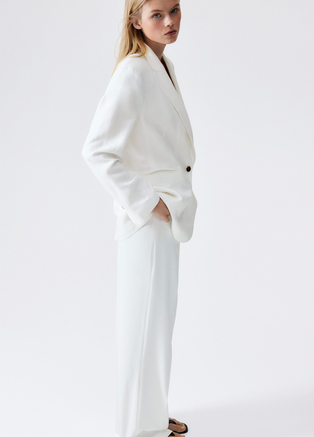 Белый женский жакет H&M однотонный - летний