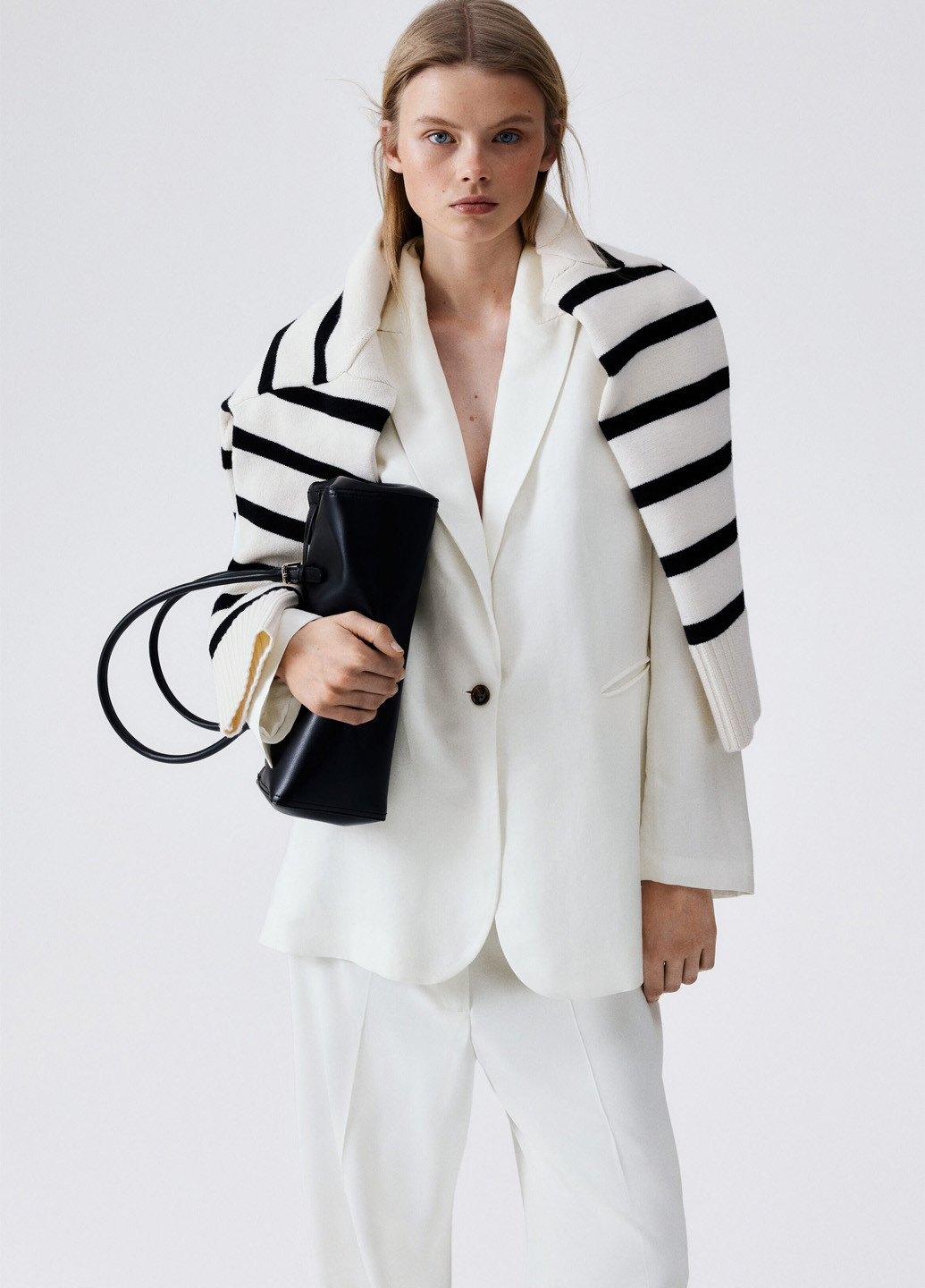 Белый женский жакет H&M однотонный - летний