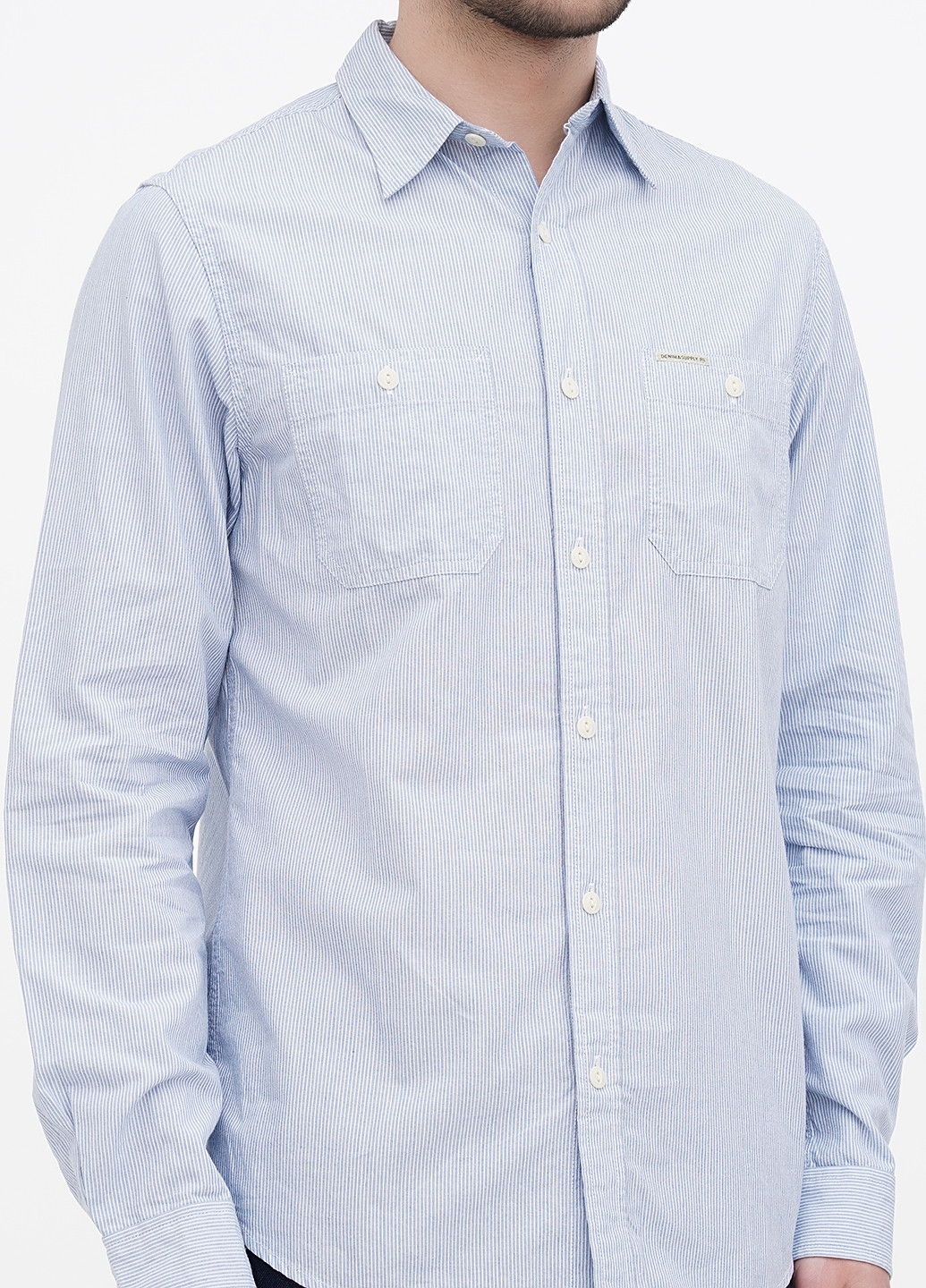 Светло-голубой кэжуал рубашка в полоску Ralph Lauren