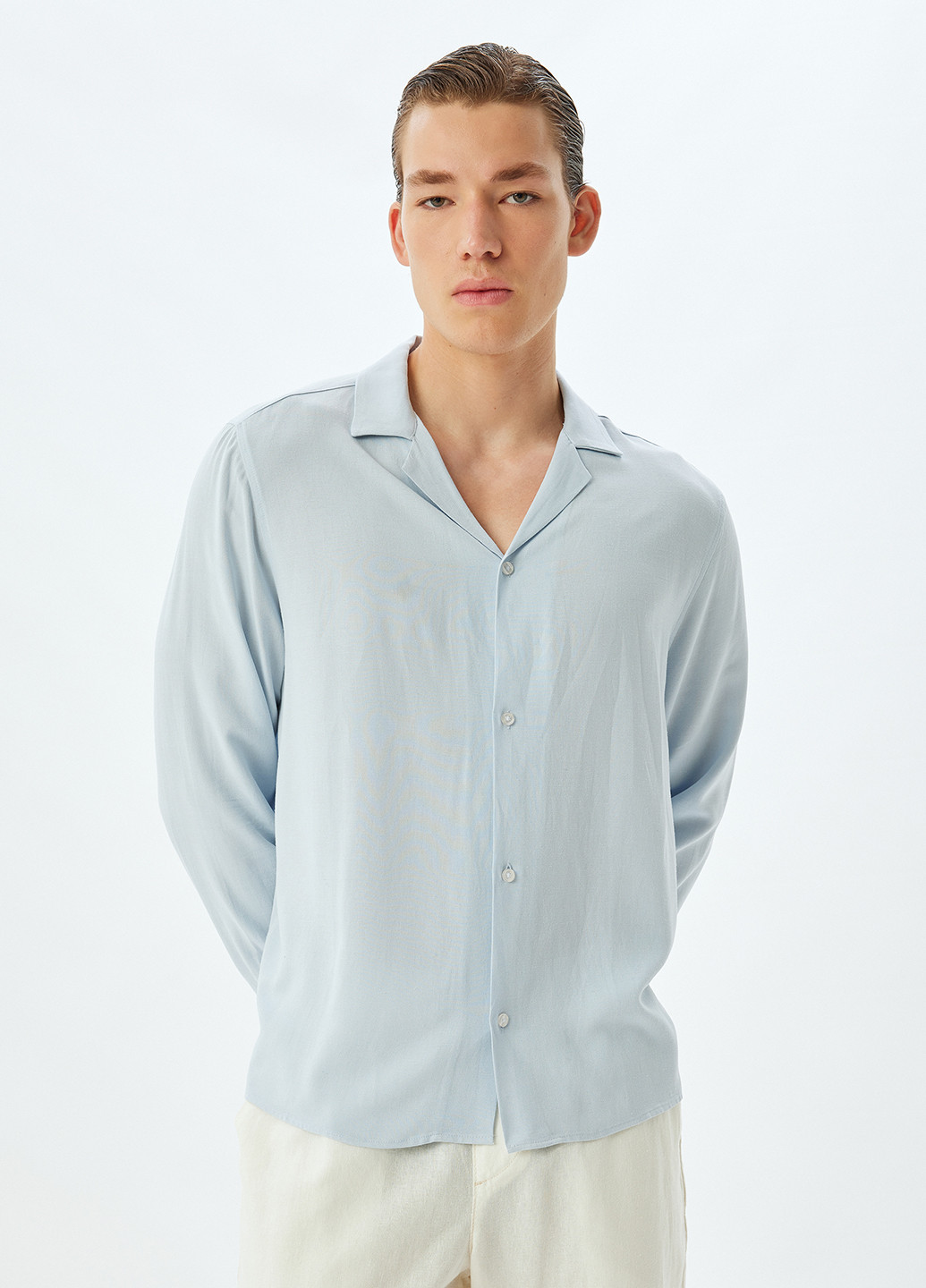 Голубой кэжуал рубашка однотонная KOTON