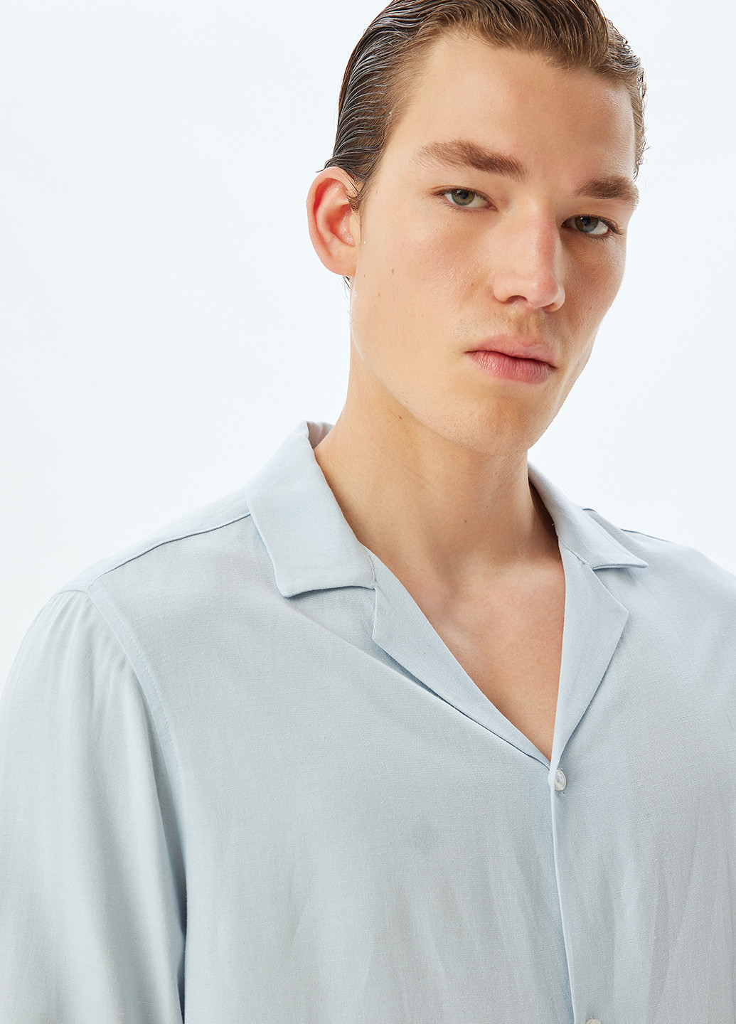 Голубой кэжуал рубашка однотонная KOTON