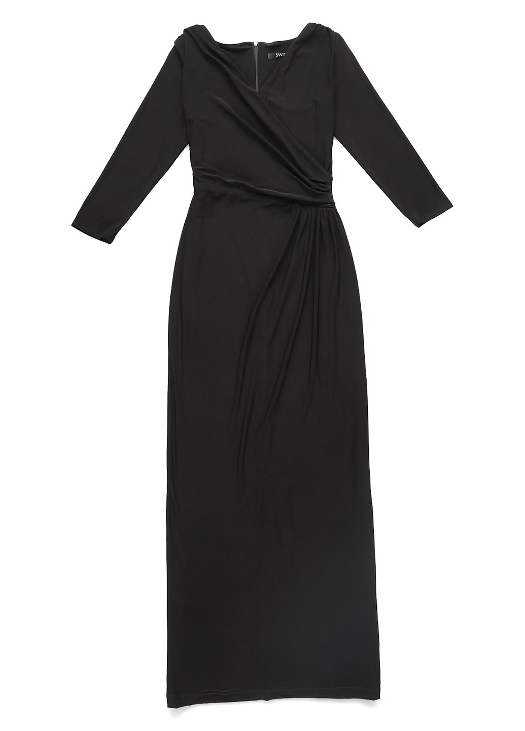 Черное кэжуал платье Swing однотонное