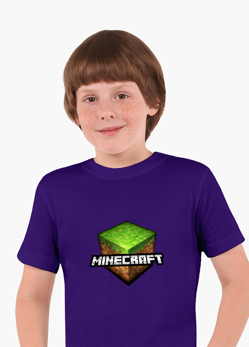 Фиолетовая демисезонная футболка детская майнкрафт (minecraft)(9224-1174) MobiPrint