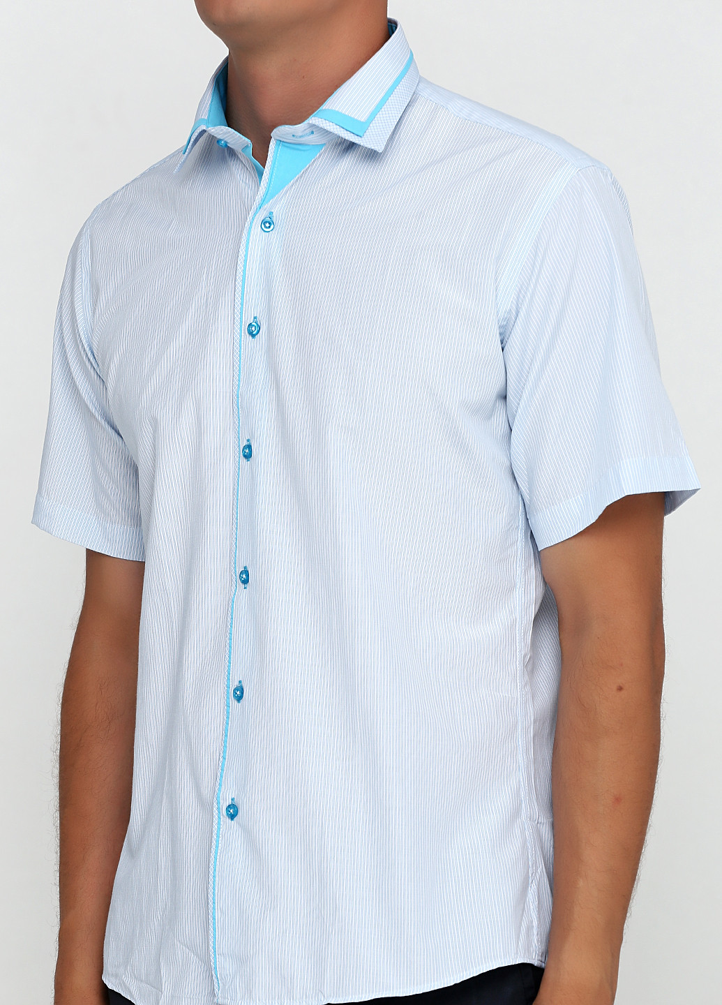 Светло-голубой кэжуал рубашка в полоску DIEGO BENETTI