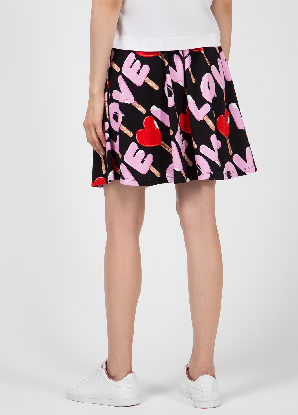 Черная кэжуал с рисунком юбка Love Moschino клешированная