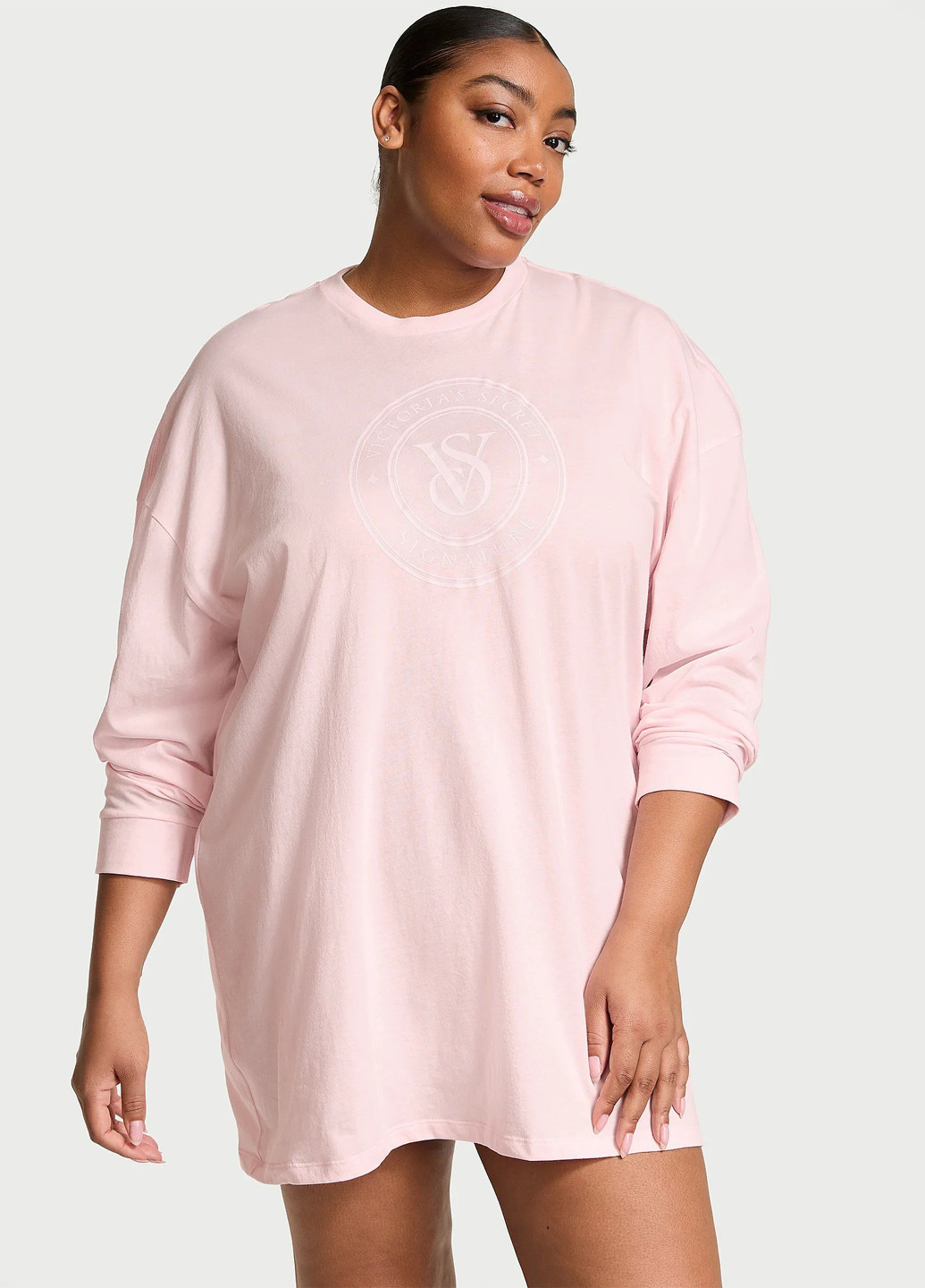 Розовое домашнее платье оверсайз Victoria's Secret с надписью