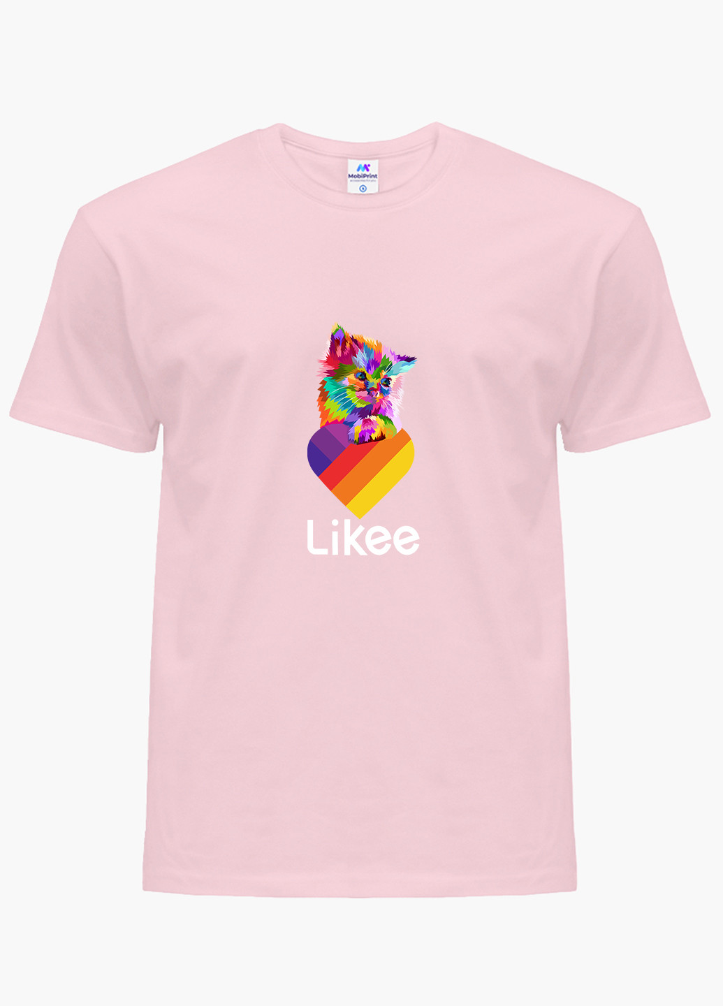 Рожева демісезонна футболка дитяча лайк котик (likee cat) (9224-1470) MobiPrint