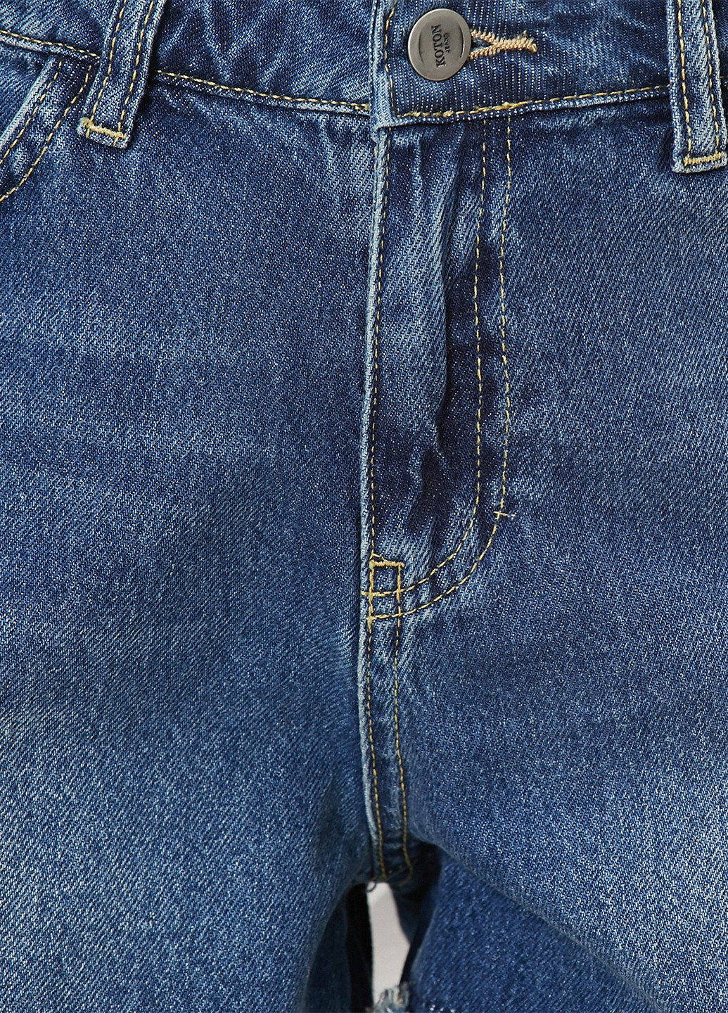 Шорты KOTON однотонные светло-синие джинсовые хлопок