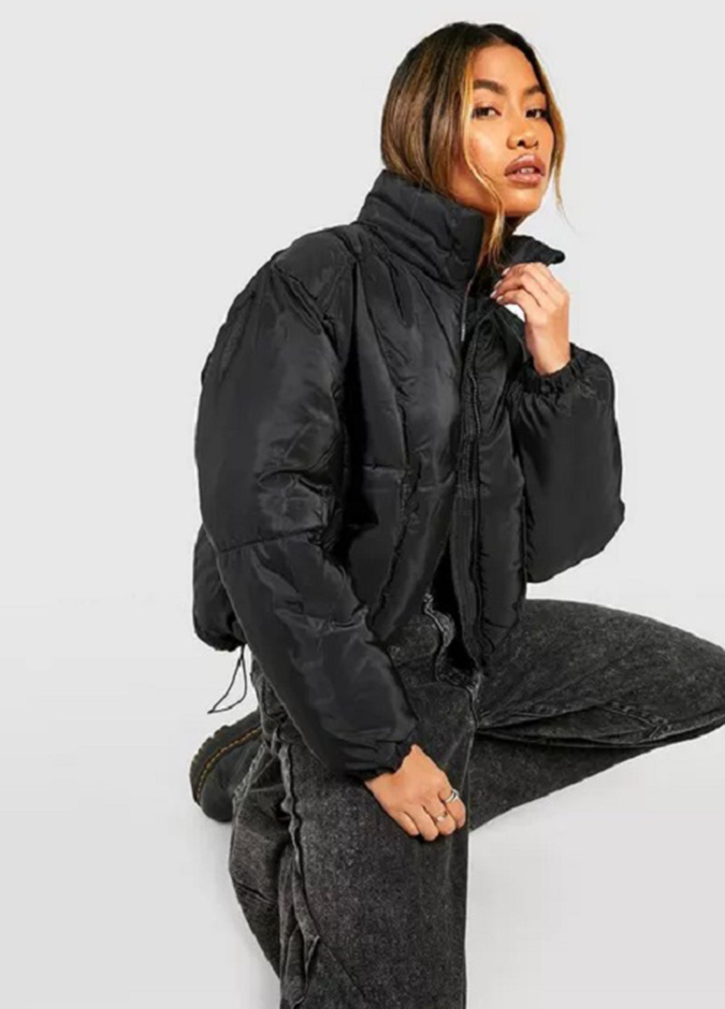 Черная демисезонная куртка Boohoo