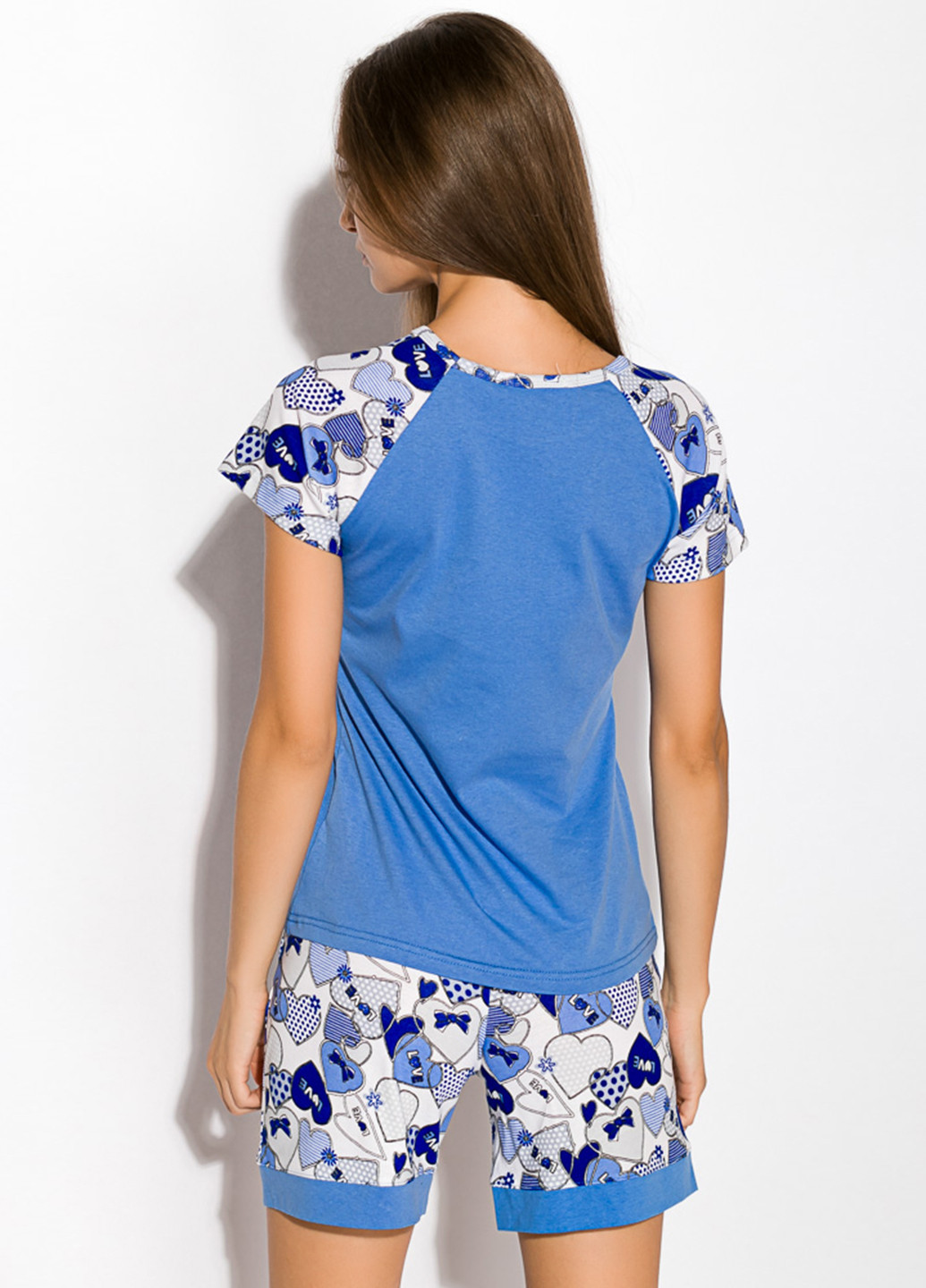 Голубая всесезон пижама (футболка, шорты) Time of Style