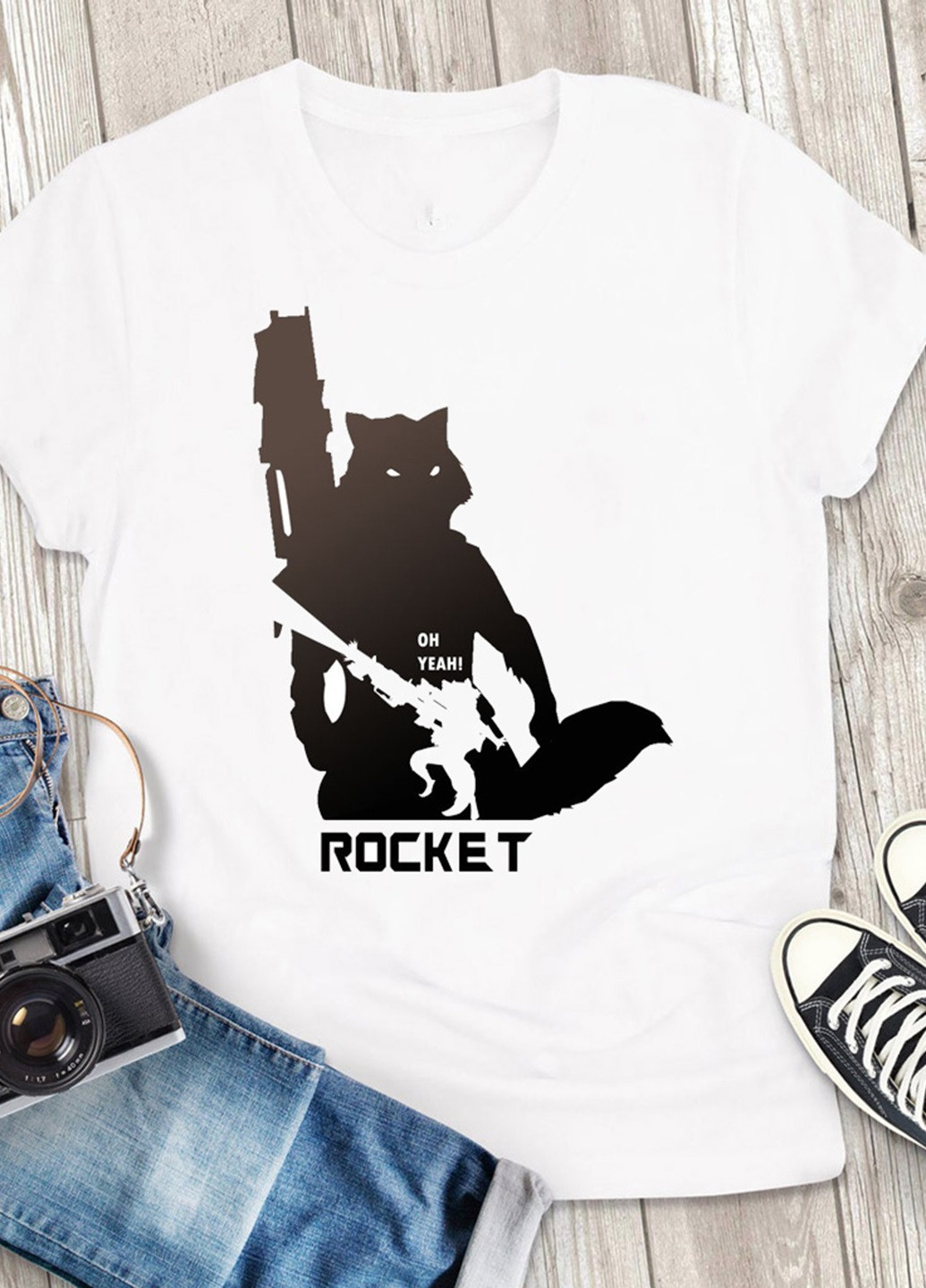 Белая футболка мужская белая oh yeah, rocket! Katarina Ivanenko