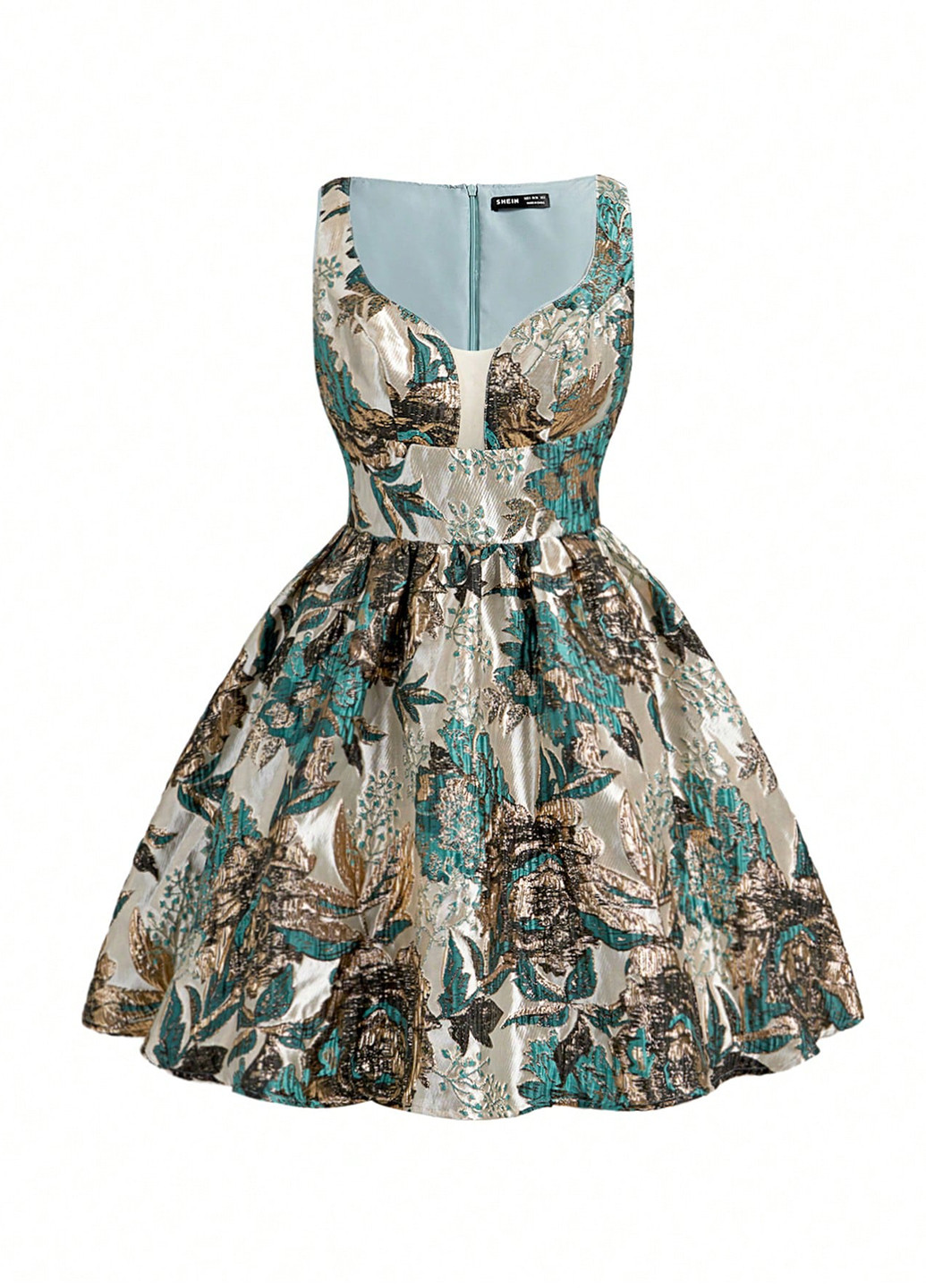 Сіро-голубий вечірня сукня бебі долл SHEIN з квітковим принтом