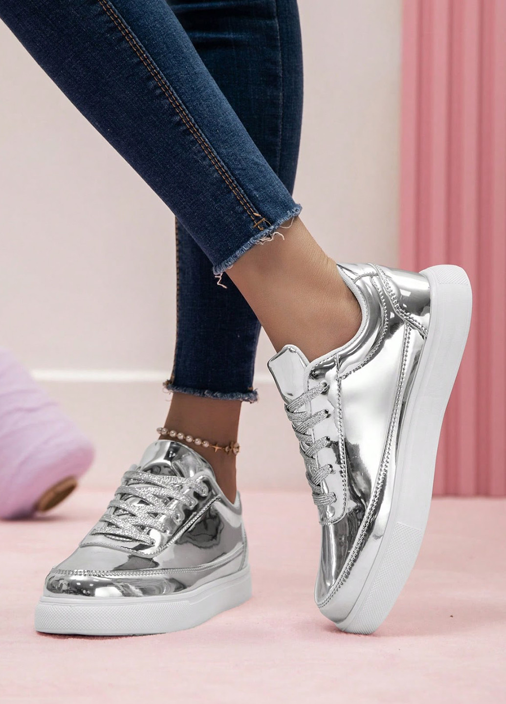 Кроссовки SHEIN серебряные демисезоны (322814221)