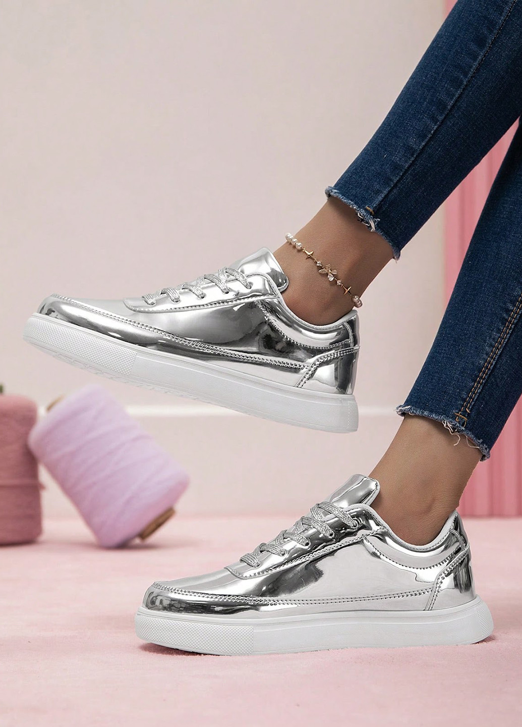 Кроссовки SHEIN серебряные демисезоны (322814221)