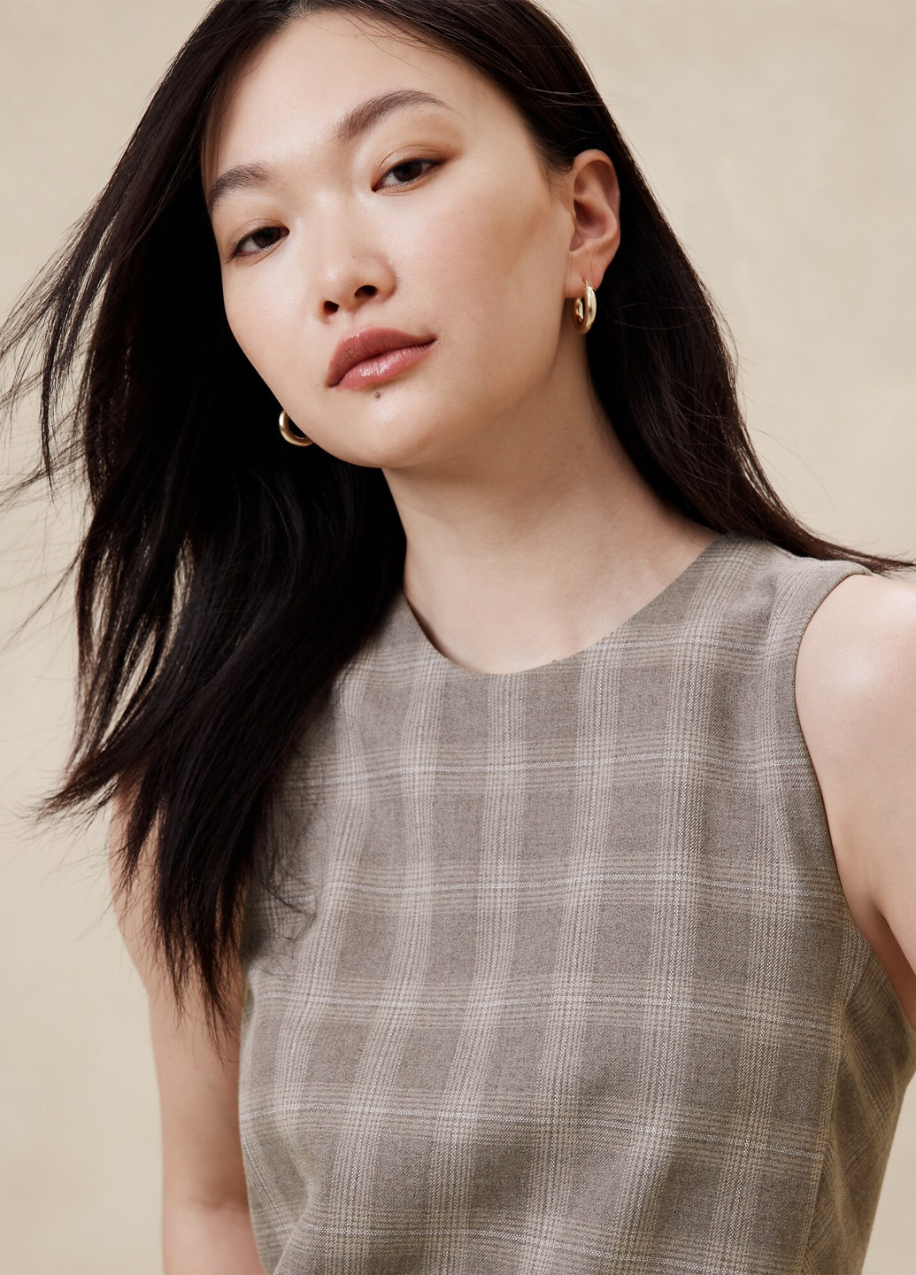 Коричнева кежуал сукня а-силует Banana Republic в клітинку