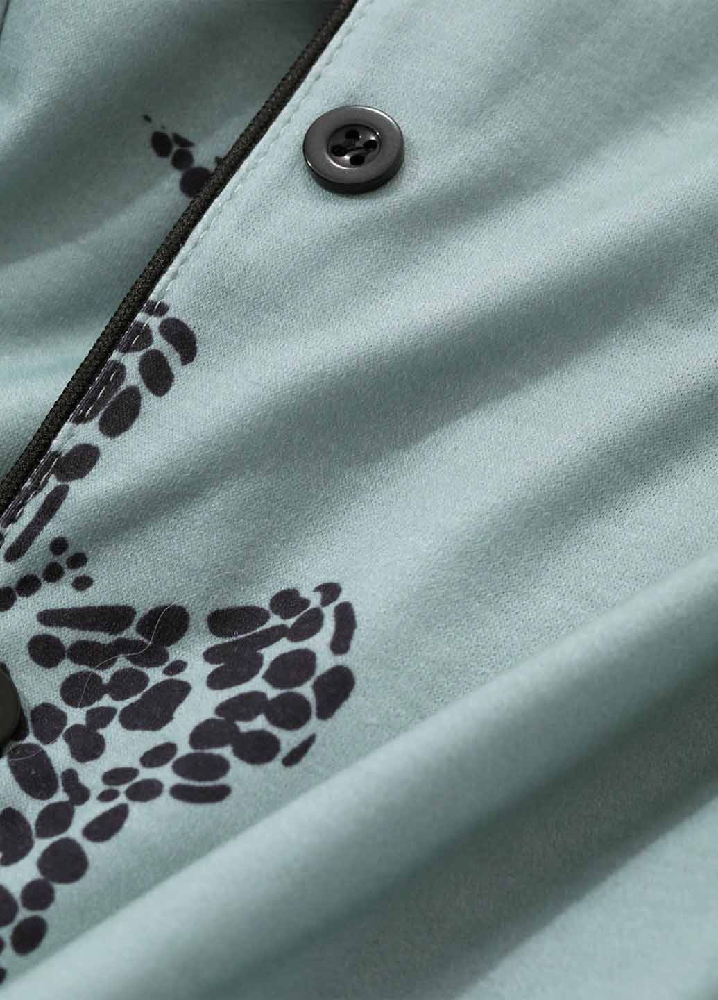 Сіро-зелена всесезон піжама (сорочка, штани) сорочка + брюки SHEIN