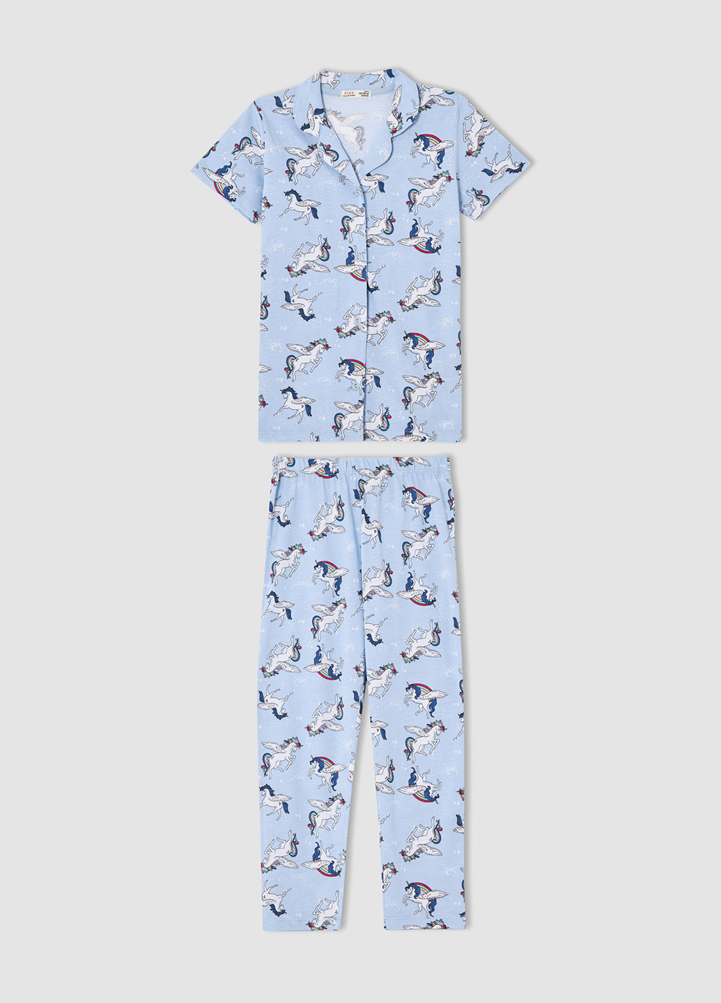 Голубая всесезон пижама (рубашка, брюки) рубашка + брюки DeFacto