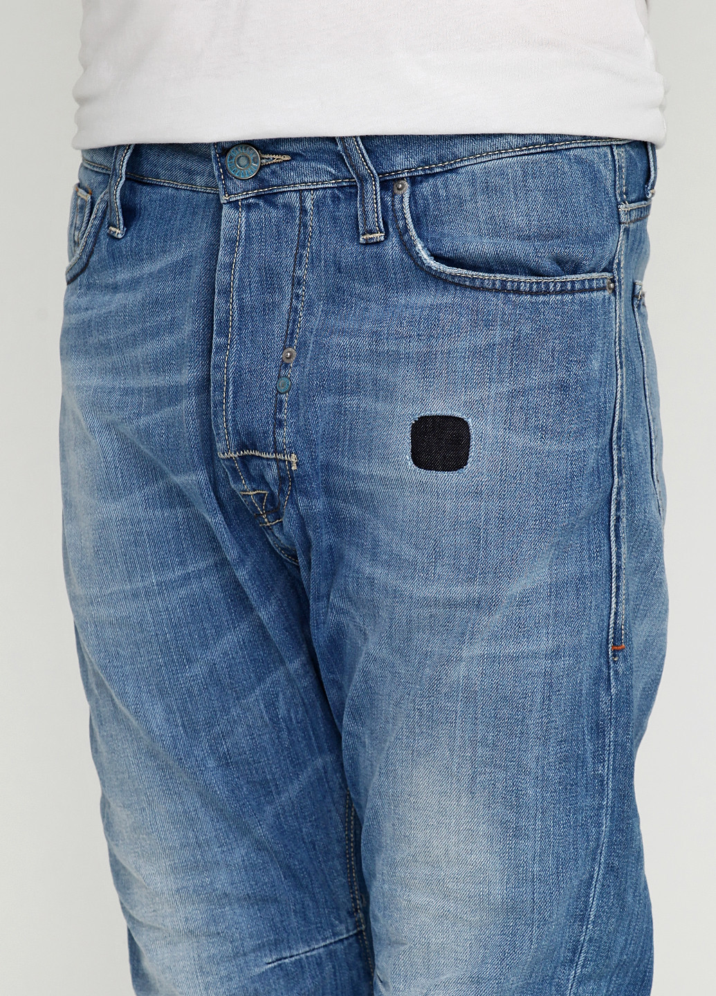 Джинси Takeshy Kurosawa середня талія однотонні блакитні джинсові