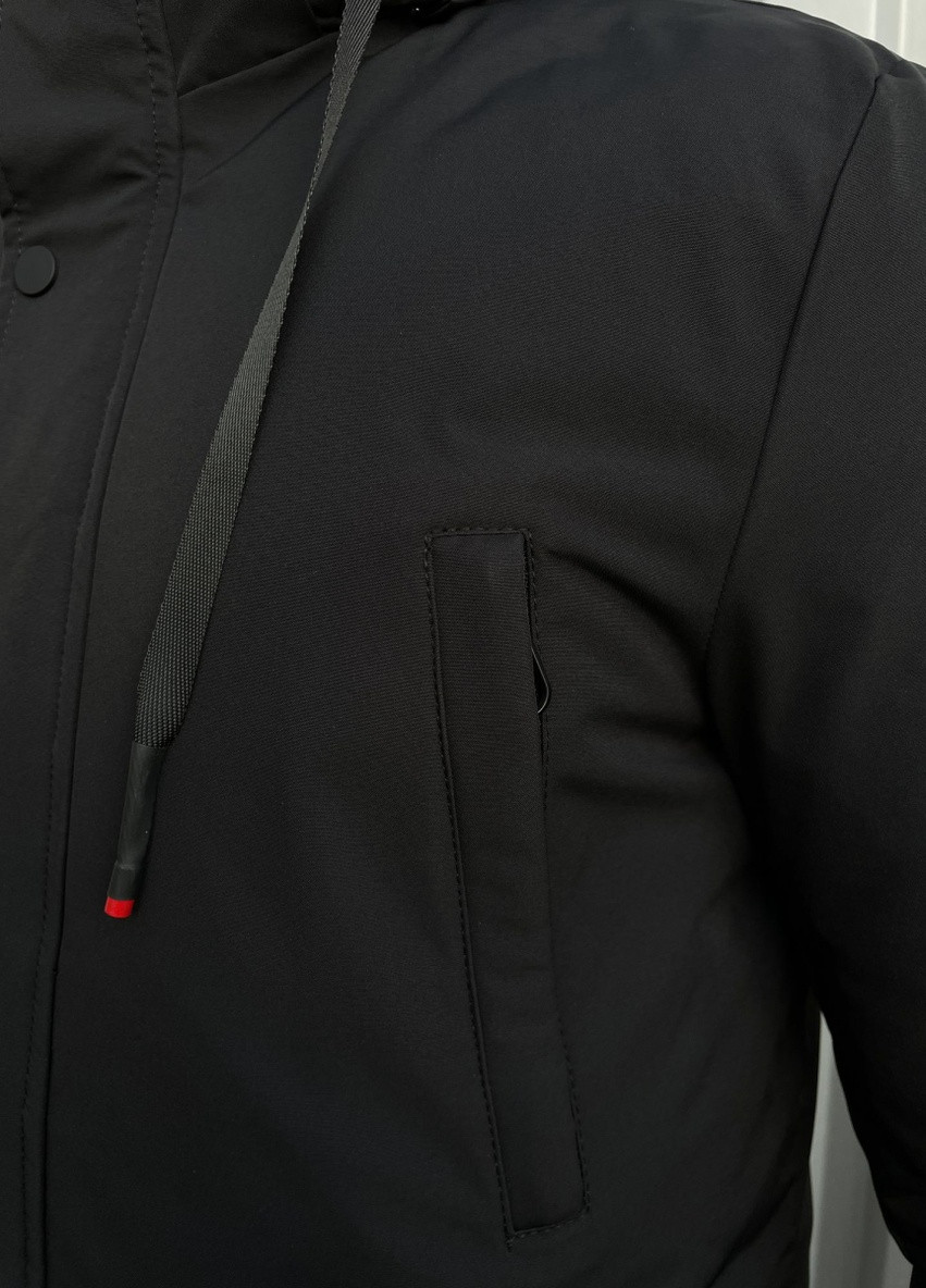 Черная зимняя куртка зимняя удлиненная польто KFGL L3 21