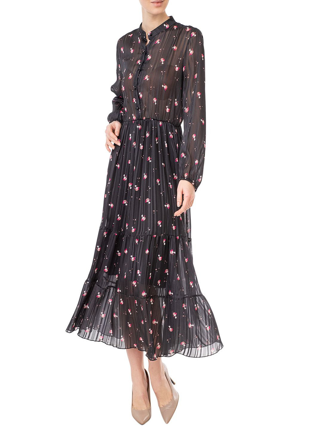 Чорна кежуал плаття, сукня King Kong з квітковим принтом