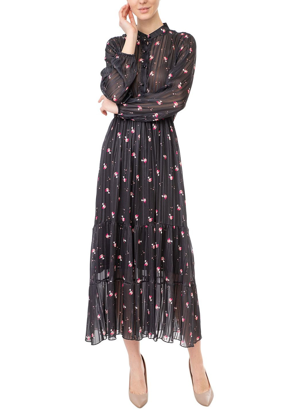 Чорна кежуал плаття, сукня King Kong з квітковим принтом